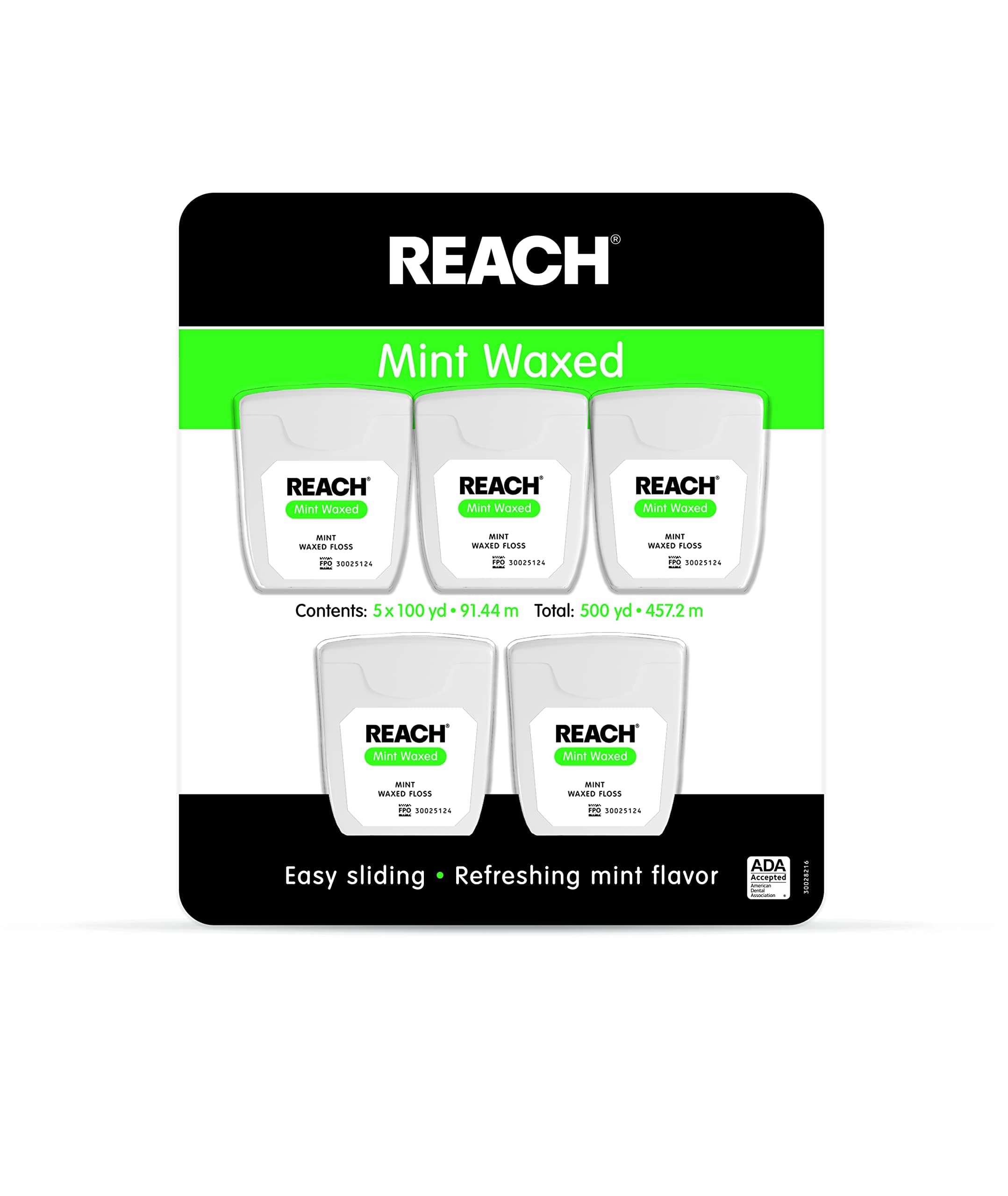 Reach Mint Waxed Dental Floss, 5 Count 5 Count (Pack of 1)