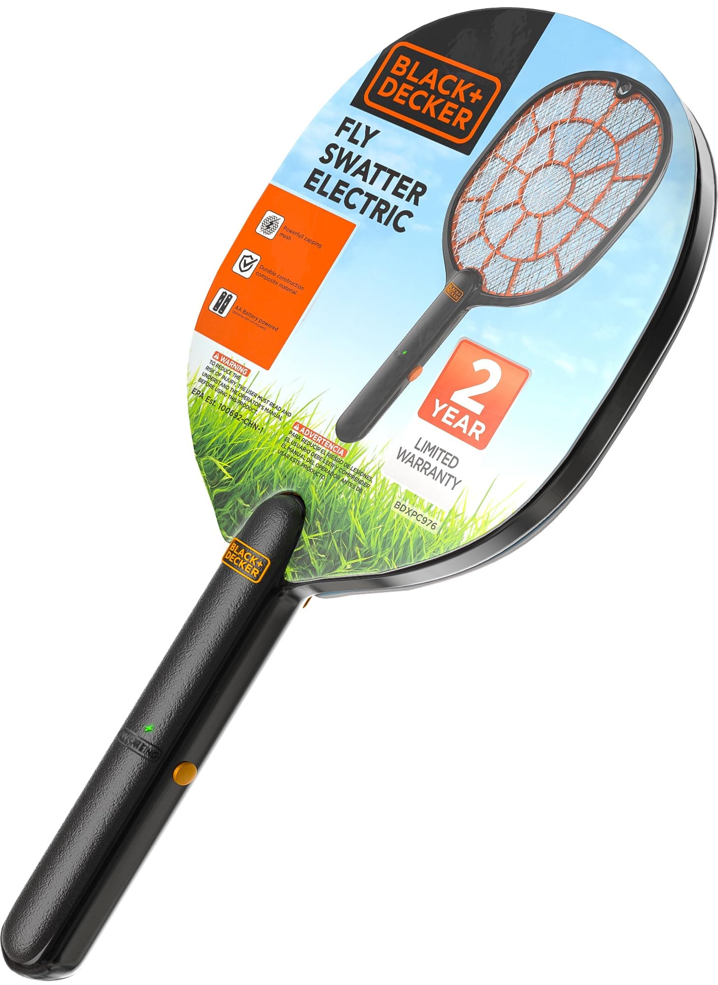 Bug Zapper Racket – Electric Fly Swatter for Gnats, Mosquitoes, & More – Harmless-to-Humans Outdoor Bug Zapper Battery Operated – Handheld Electric Fly Swatter –Indoor Racket