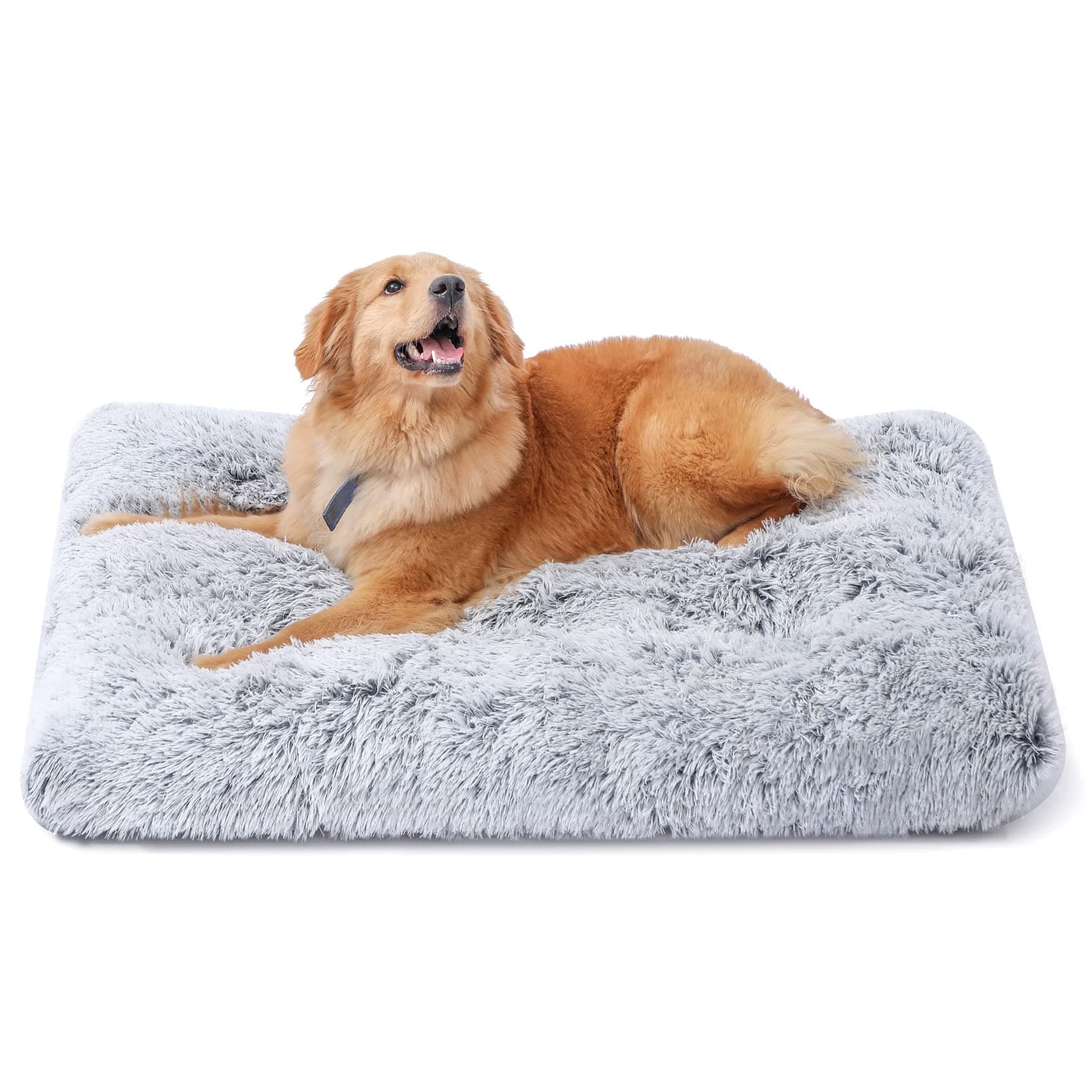 Sycoodeal Dog Bed,Crate Pet Bed Kennel Pad,Soft Plush Washable,Comfortable Dog Bed,Suitable for Medium & Large Dogs (Grey) L 24×36×3.6inch grey