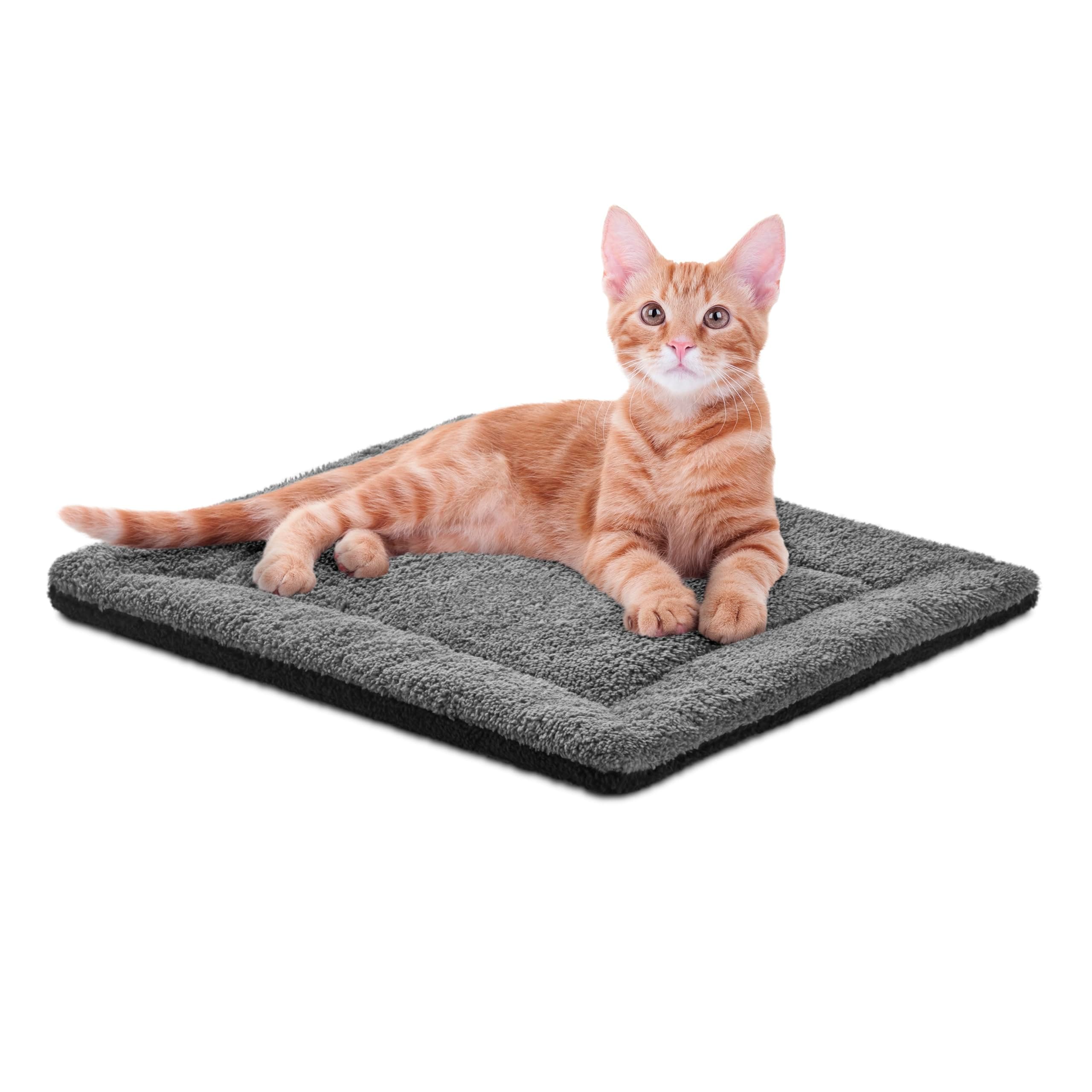 K&H PET PRODUCTS Self-Warming Cat Bed Pad, Self Heating Pad for Outdoor Cat Houses, Warming Mat for Indoor Pet Beds & Furniture, Reversible Blanket, Machine Washable - Small 21 X 17in Gray/ Black 21 X 17 Inches Recyclable Box Gray/Black