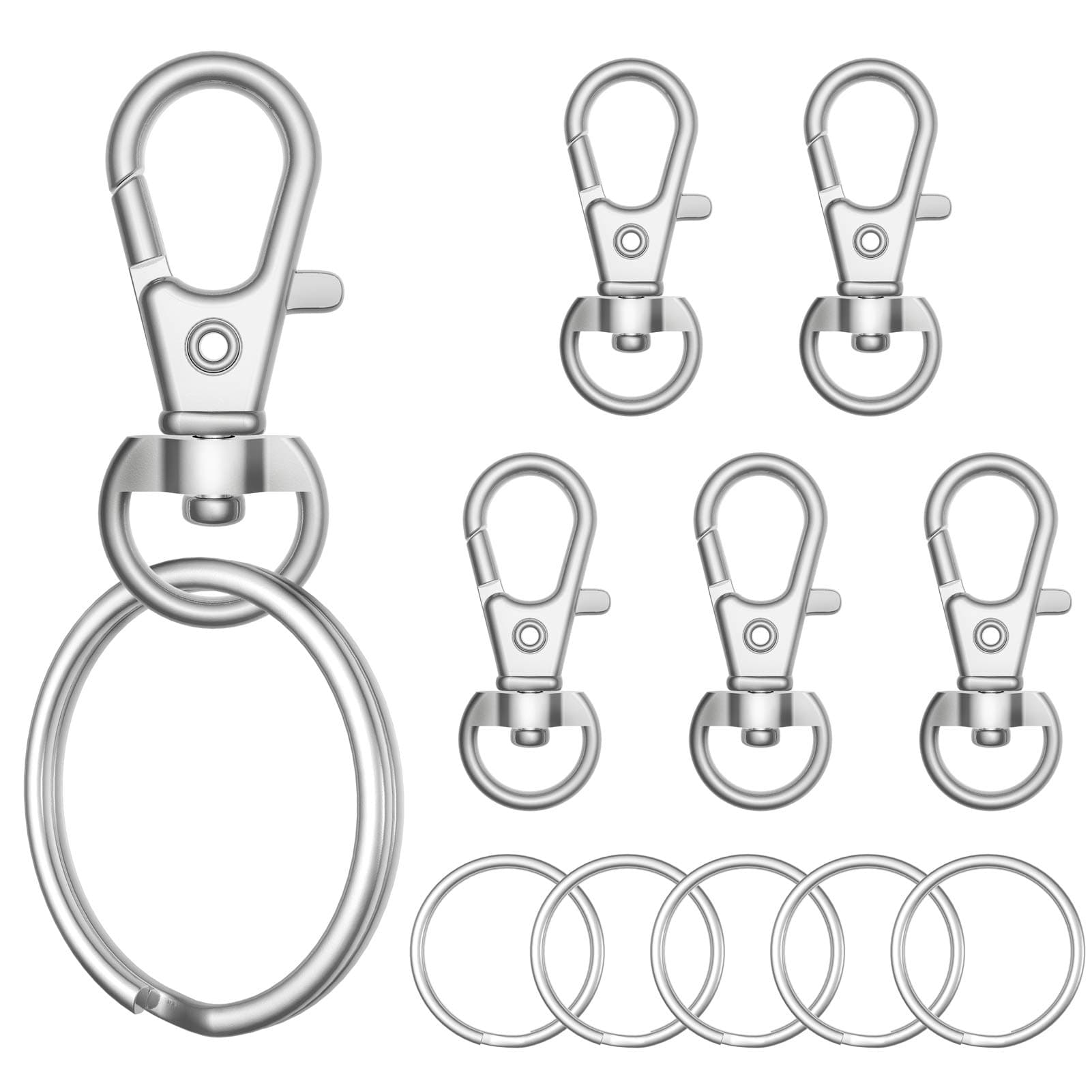 sprookber 100pcs Metal Lobster Claw Clasp with Key Ring, Keychain Rings for Crafts, Key Jewelry DIY Crafts, Lanyard Clips snap Hook, Swivel Clasps Clip 1.2inch(32mm)