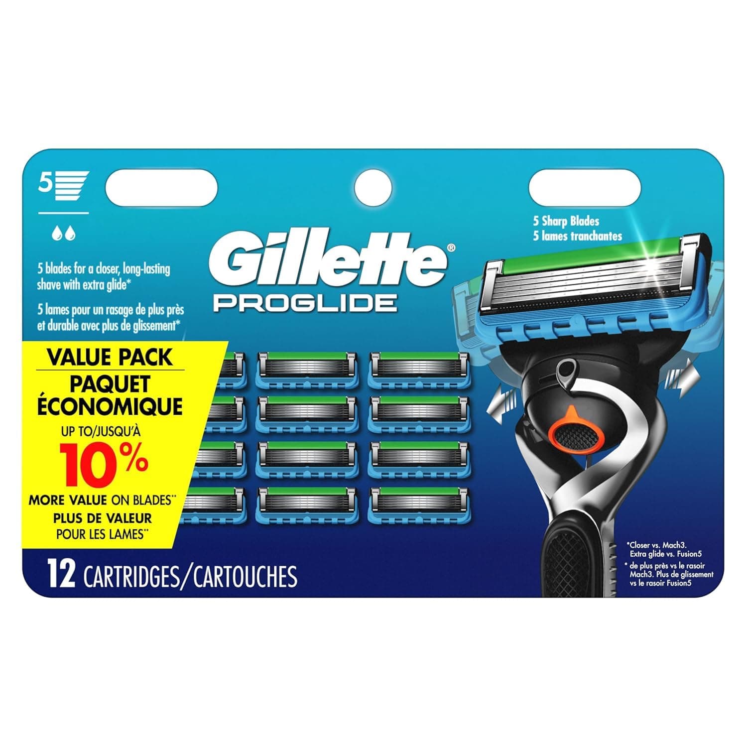 Gillette Fusion5 ProGlide Men's Razor Blade Refills, 12 Count, Mens Blades 12 Count (Pack of 1)
