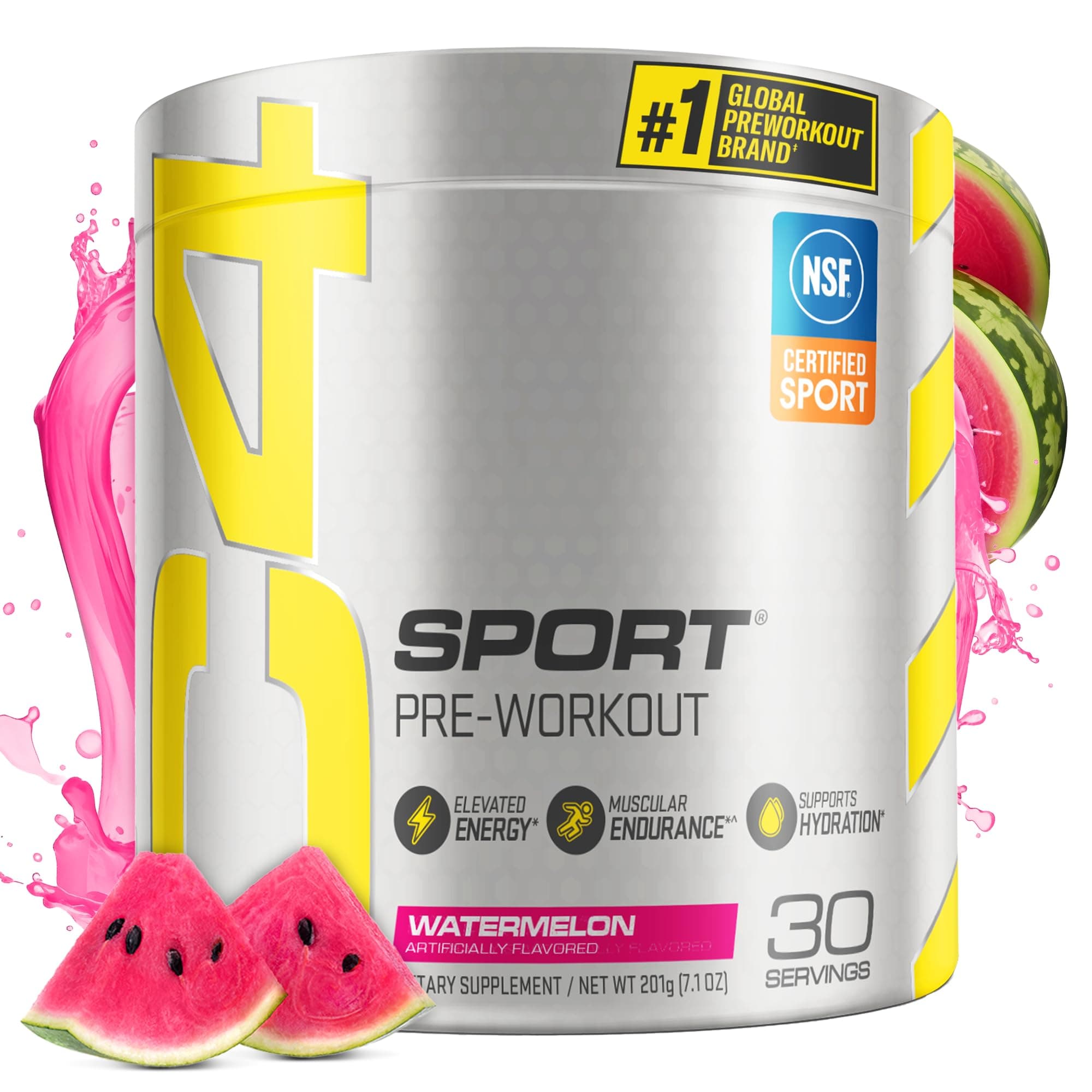 Cellucor C4 Sport Pre Workout Powder Watermelon - Pre Workout Energy with Creatine + 135mg Caffeine and Beta-Alanine Performance Blend - NSF Certified for Sport 30 Servings Watermelon 9.5 Ounce (Pack of 1)