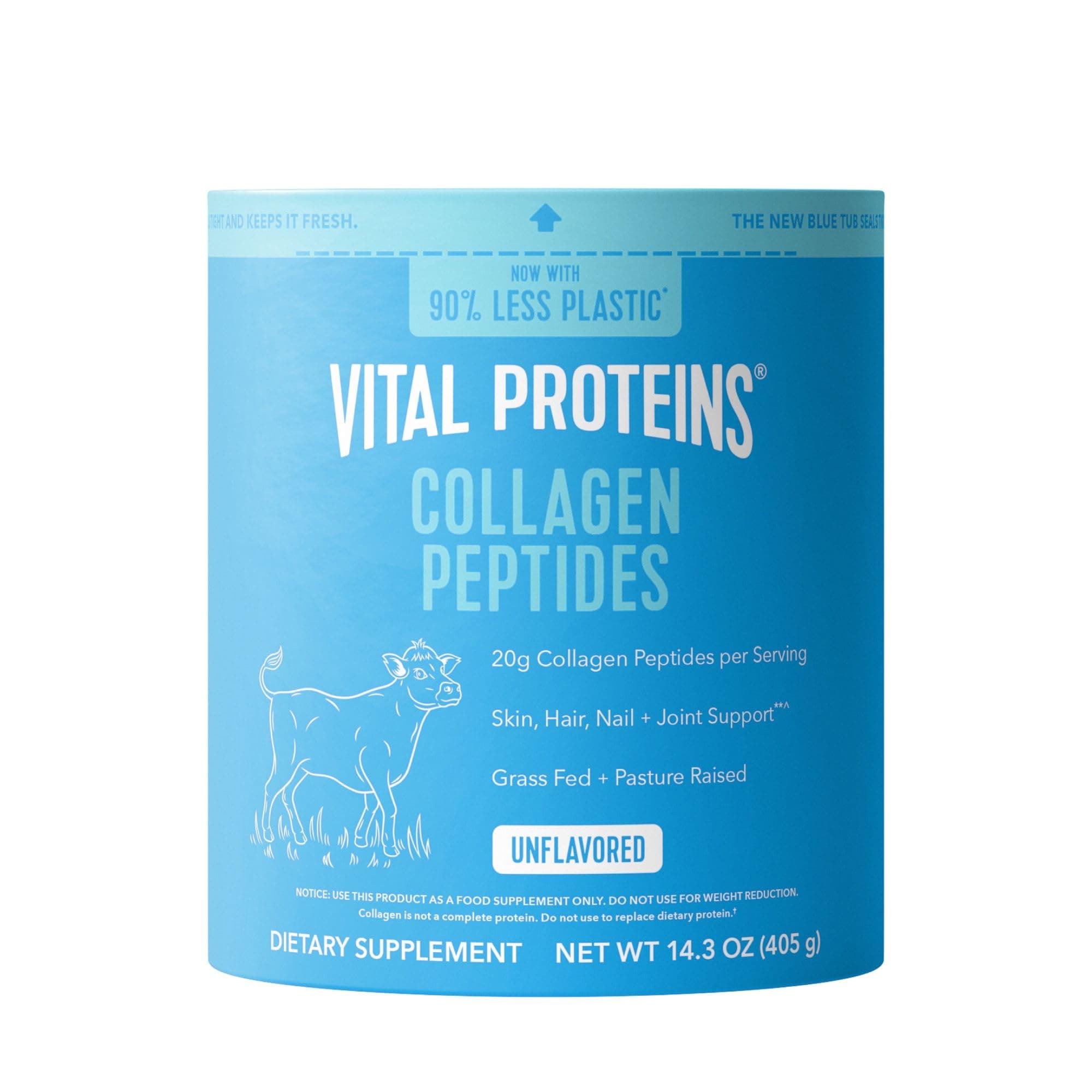 Vital Proteins Collagen Peptides Powder - Grass Fed Collagen Peptides for Hair, Nail, Skin, Bone & Joint Health, Unflavored, 14.3oz Unflavored 20 Servings (Pack of 1)