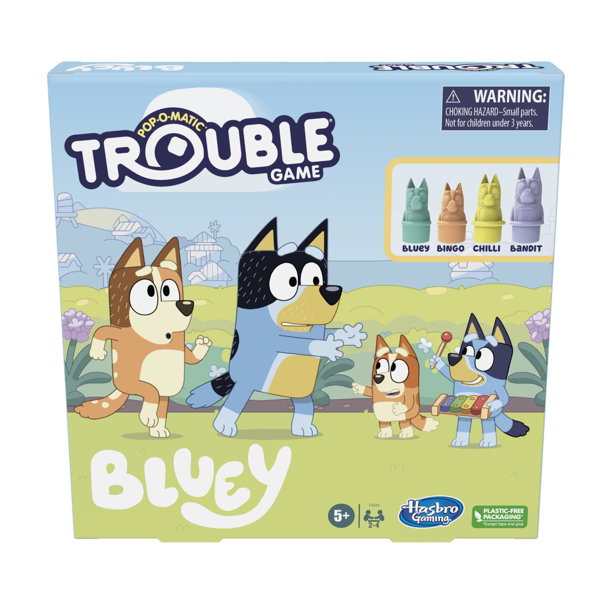 Hasbro Gaming Trouble: Bluey Edition Board Game for Kids, 2-4 Players, Race Bluey, Bingo, Bandit, or Chilli to The Finish, Ages 5 and Up (Amazon Exclusive) 1 unit