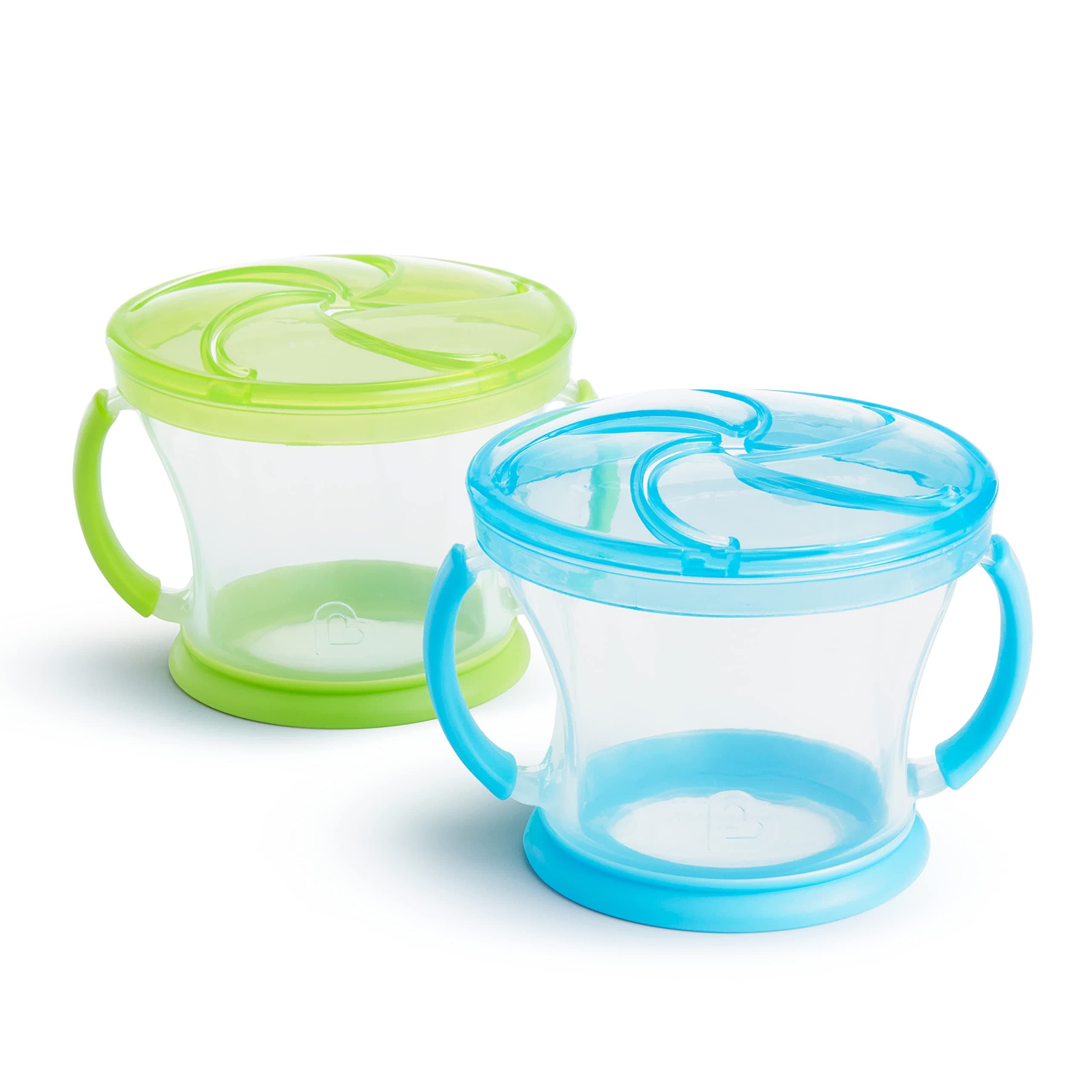 Munchkin Snack Catcher Toddler Snack Cups, No Spill, 2 Pack, Blue/Green Blue/Green 2 Count (Pack of 1)