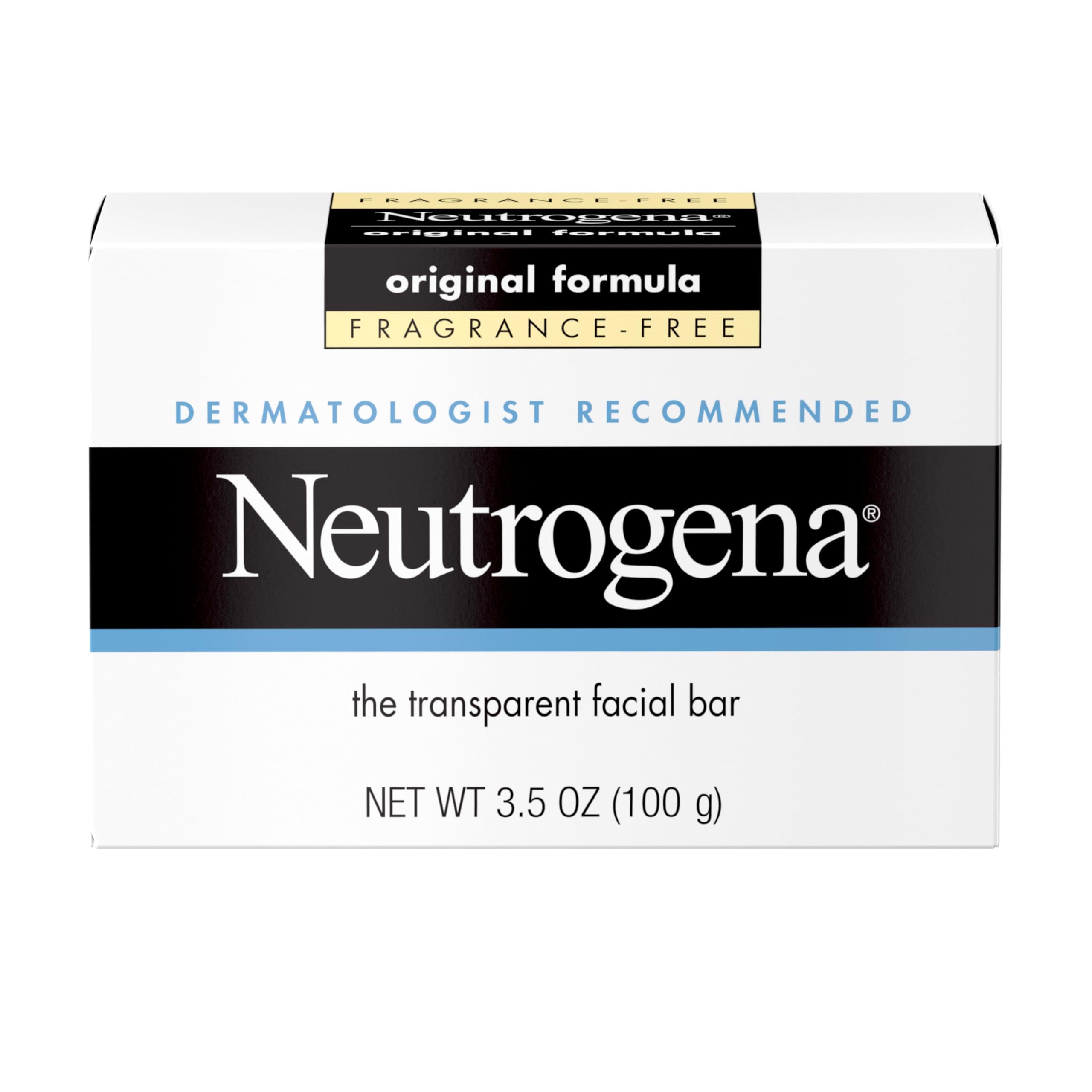 Neutrogena Original Amber Bar Fragrance-Free Facial Cleansing Bar with Glycerin, Pure & Transparent Gentle Face Wash Bar Soap, Free of Harsh Detergents, & Dyes, Hypoallergenic, 3.5 Oz Fragrance Free 3.5 Ounce (Pack of 1)