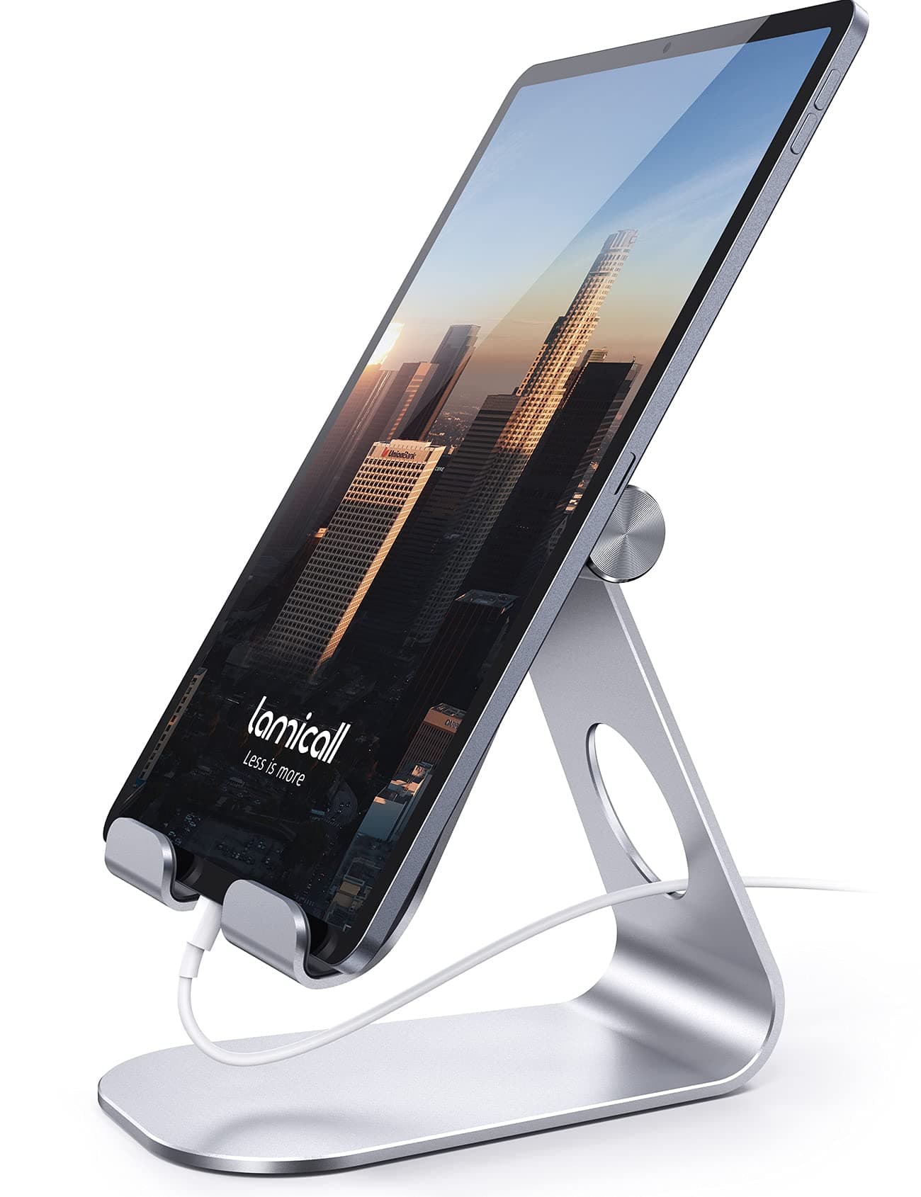 Lamicall Tablet Stand, Adjustable Tablet Holder - Desktop Stand Dock Holder Compatible with 4-13" Tablets Such as iPad Pro 11, 9.7, 10.5, 12.9 Air Mini, Kindle, Tab, iPhone Air 17 Pro Max, Silver 1-Silver