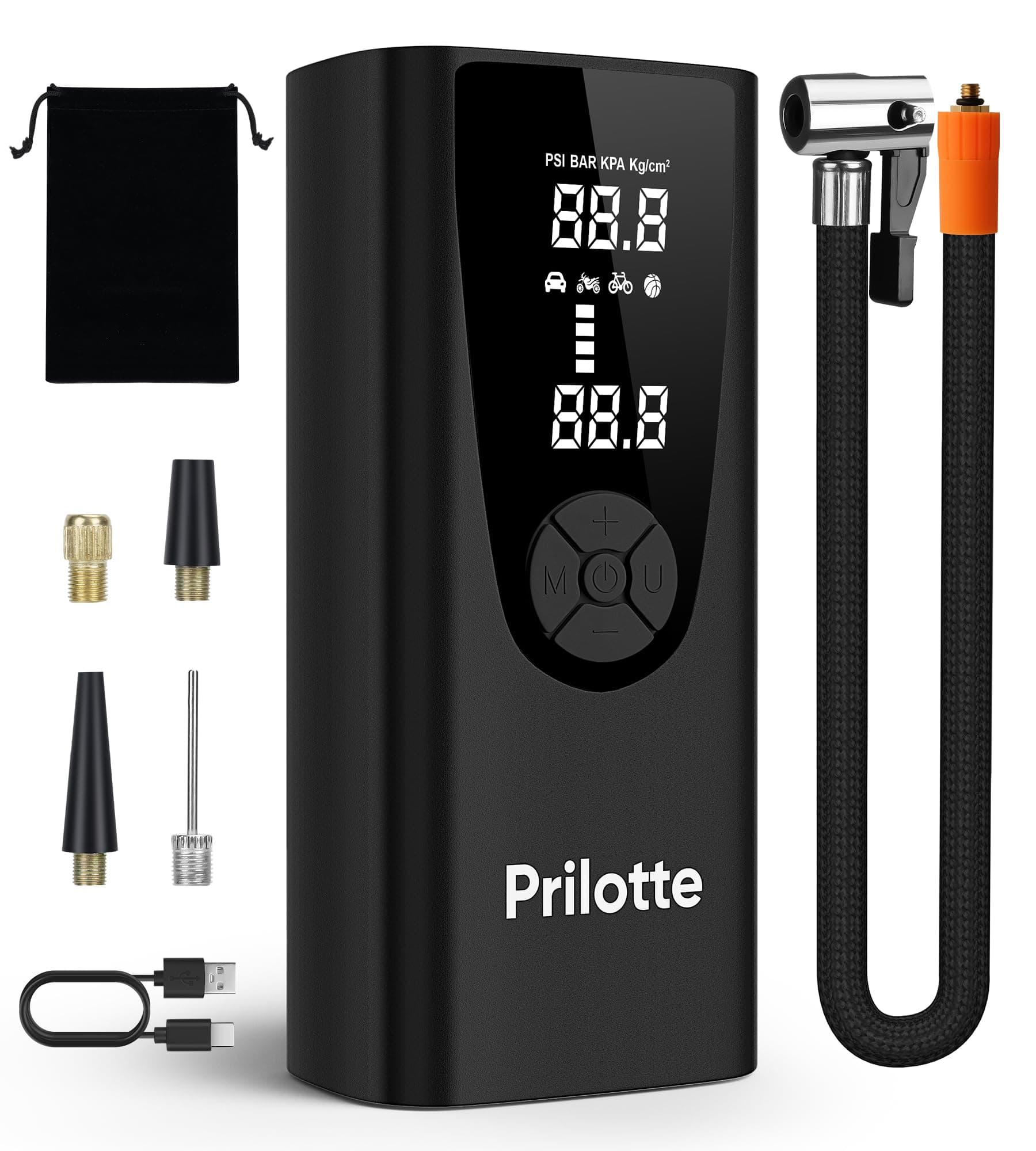 Tire Inflator Portable Air Compressor-Upgrade 20000 mAh Air Pump for Car -150 PSI Electric Tire Inflation-Cordless Tire Pump with Pressure Gauge Emergency Light for Motor, Bike, Ball, Black