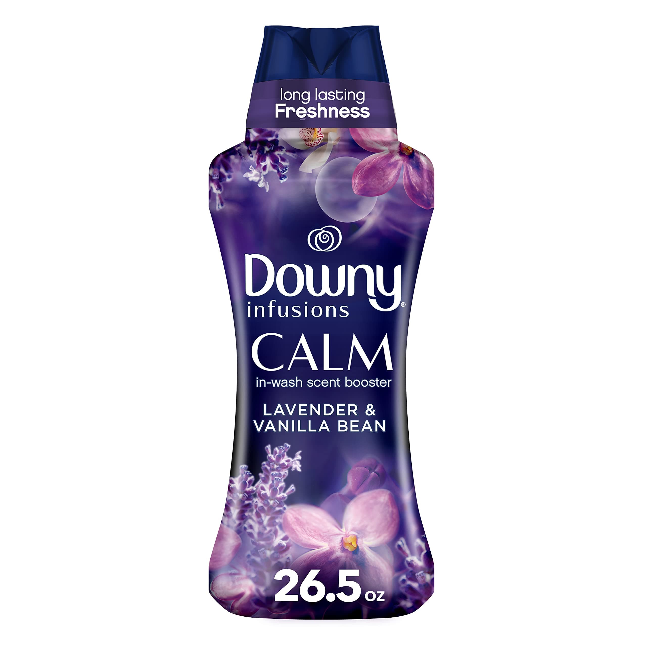 Downy Infusions Laundry Scent Booster Beads for Washer, Calm, Lavender & Vanilla Bean, 26.5oz, Use with Fabric Softener Lavender & Vnl Bean 26.5 Ounce (Pack of 1)