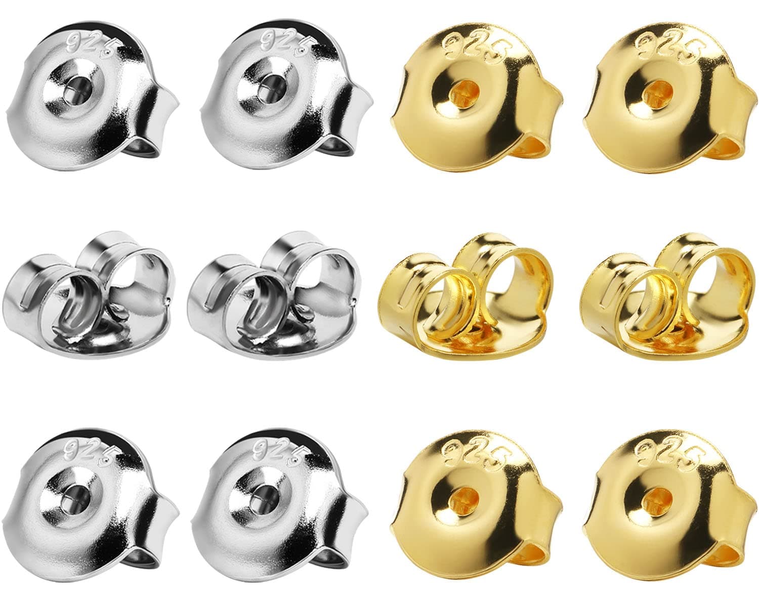 DELECOE 14K Gold Plated Earring Backs Replacements, 925 Sterling Silver Hypoallergenic Secure Gold Earring Backs Locking for Studs Earrings multicolored-12pcs