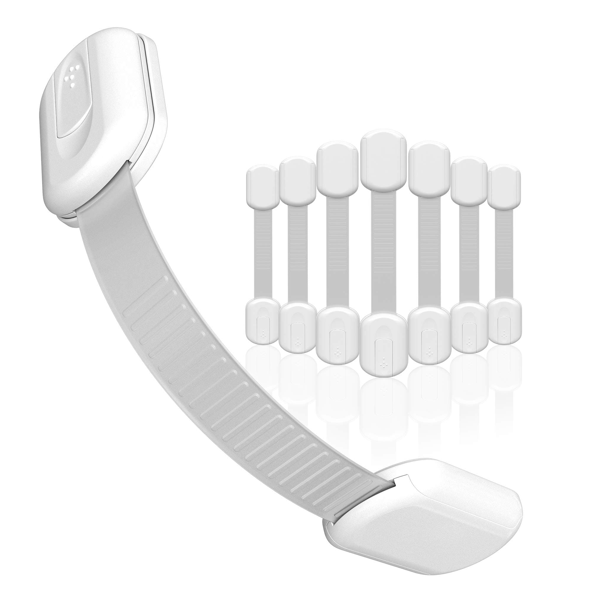 SKYLA HOMES Baby Locks (8-Pack) Child Safety Cabinet Proofing - Safe Quick and Easy 3M Adhesive Cabinet Drawer Door Latches No Screws & Magnets Multi-Purpose for Furniture Kitchen Ovens Toilet Seats White 8 Count (Pack of 1)