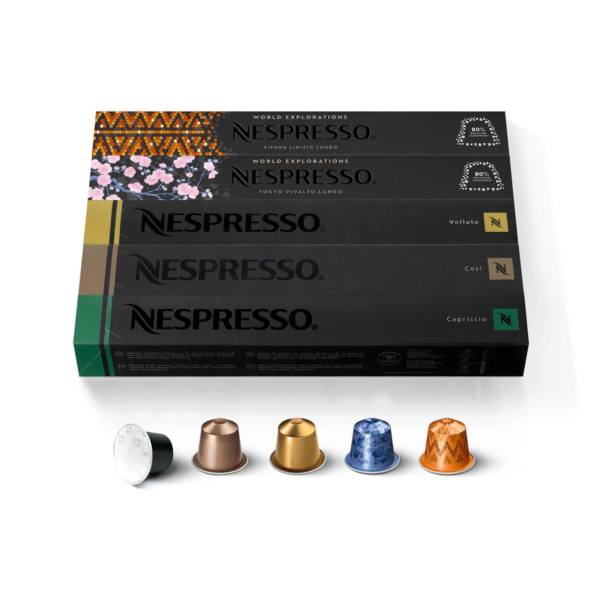 Nespresso Capsules Original Line, Mild Roast Blend Variety Pack, Mild Roast Coffee, 50 Count Coffee Pods Mild Roast Variety Pack 10 Count (Pack of 5)