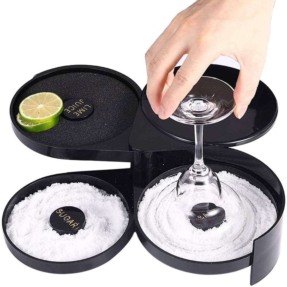 1 Pack 3 Tier Bar Glass Rimmer for Margarita and Cocktail, Bartender Tool,Salt Box Spice Container Margarita Salt Rimmer-Plastic