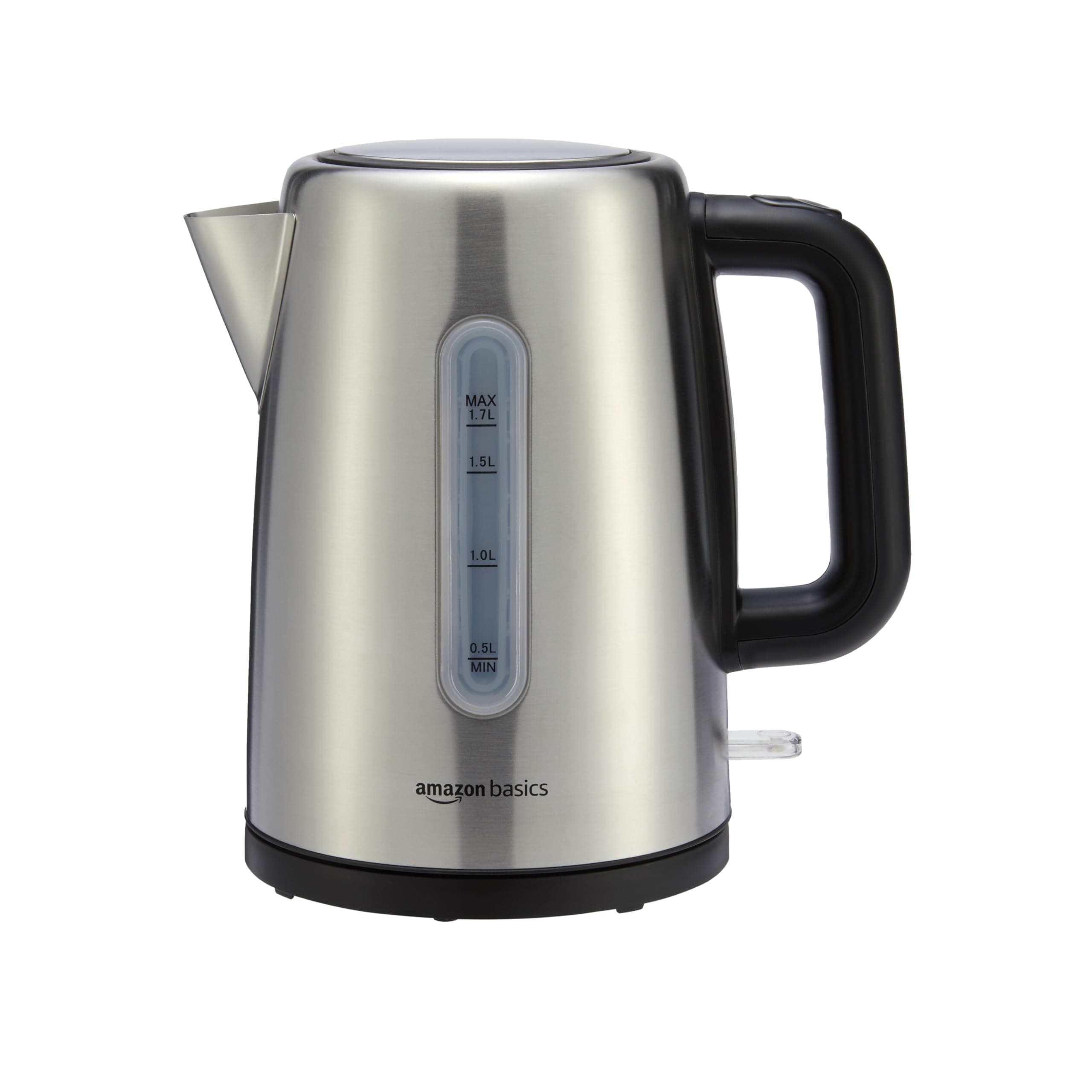 Amazon Basics Electric Stainless Steel Kettle for Tea and Coffee, BPA-Free, Fast Boiling, Auto Shut-Off, 1.8 Quarts, 1500W, Black and Silver Stainless Steel 1.8 Quarts