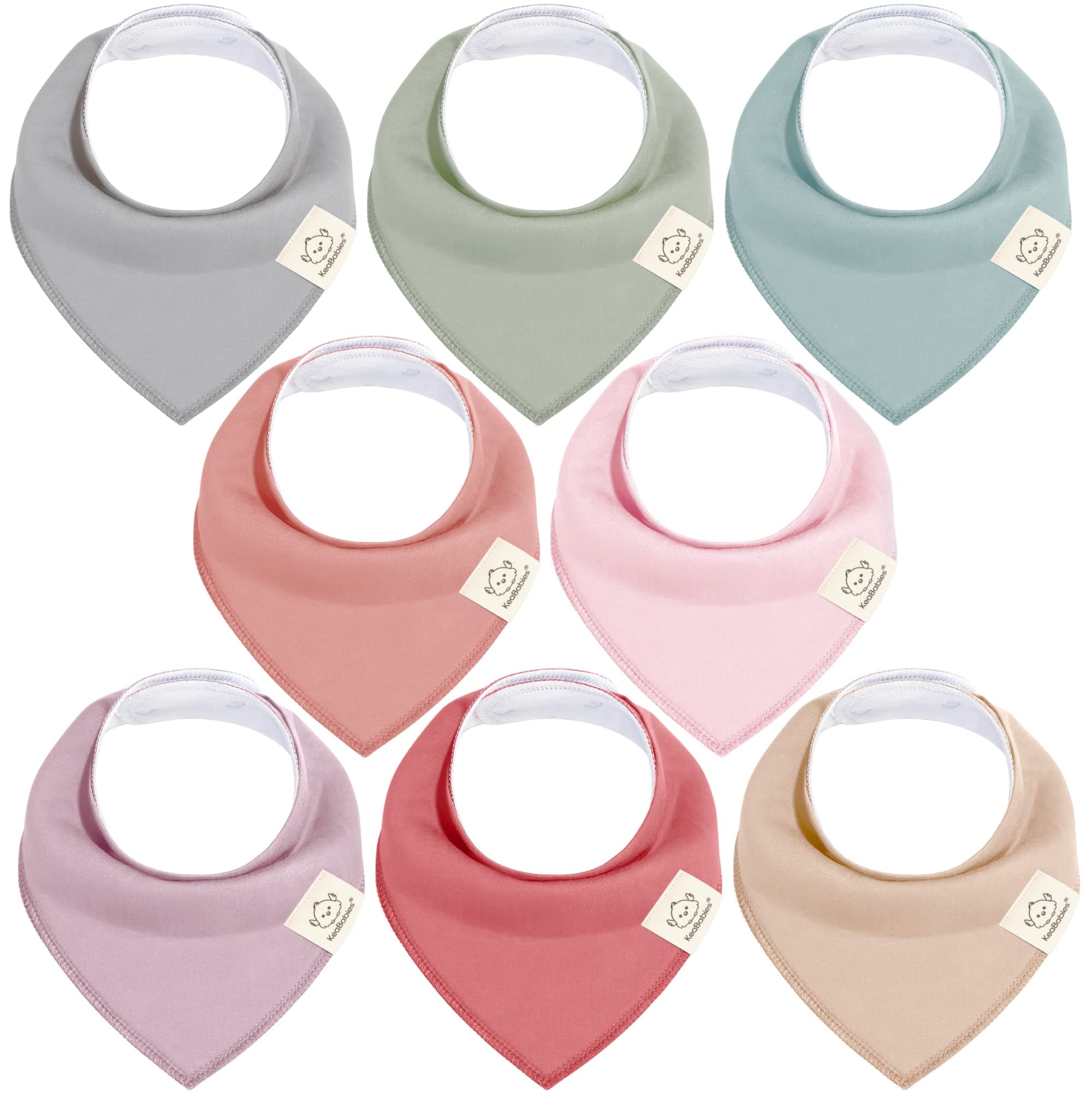 KeaBabies 8-Pack Organic Baby Bandana Bibs for Girls - Super Absorbent Triangle Baby Bibs for Drooling and Teething Infant, 100% Cotton Extra Soft for Newborn, Infant 0-36 Months (Muted Pastel) 8-Pack Muted Pastel