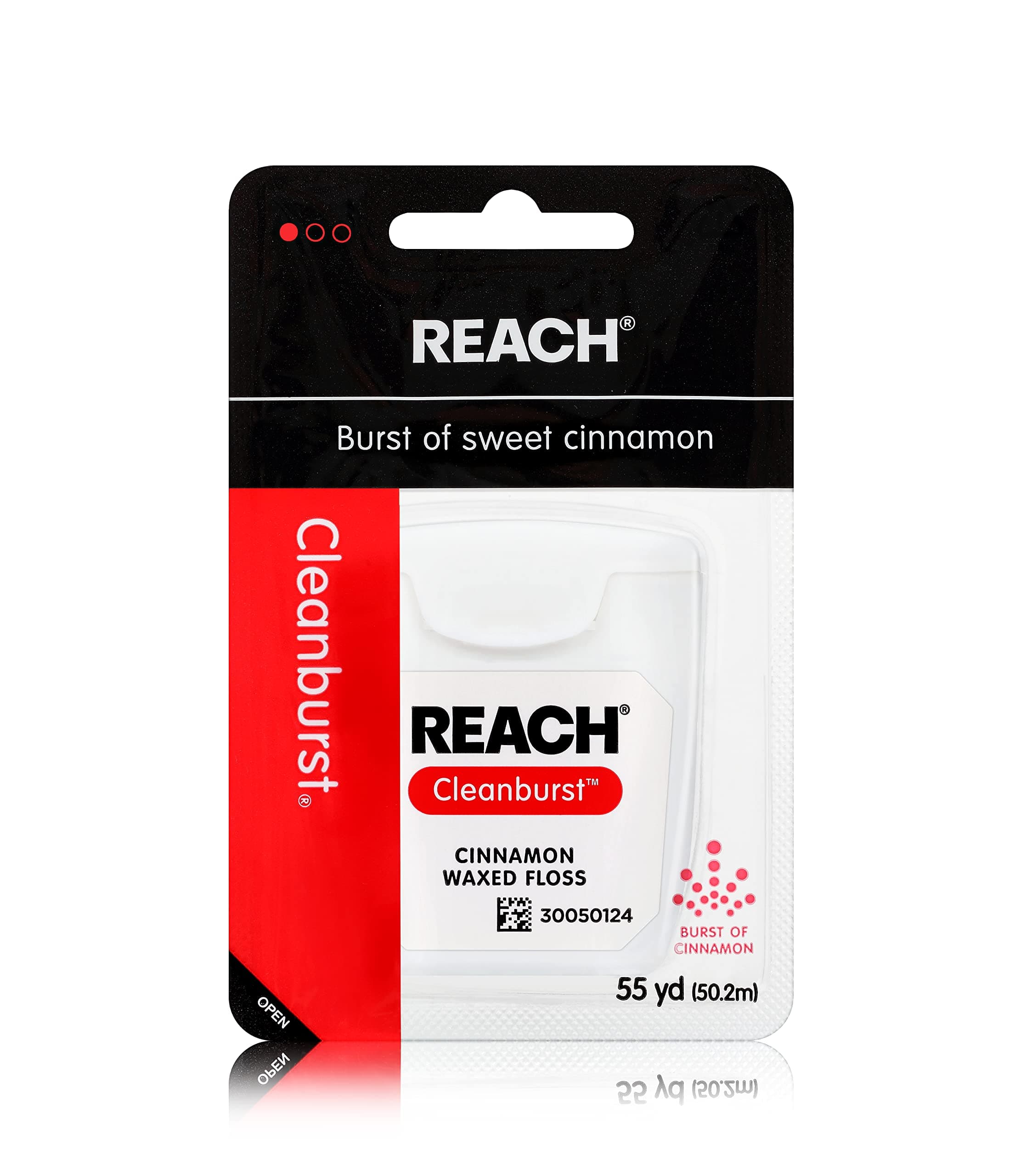REACH Waxed Dental Floss, Cinnamon, Plaque Remover for Teeth, Shred Resistant, Floss Slides Smoothly, Easy to Use, Waxed, Deep Cleaning Teeth, Oral Care, PFAS Free, for Adults & Kids, 1 Pack, 55 yd 165 Foot (Pack of 1)