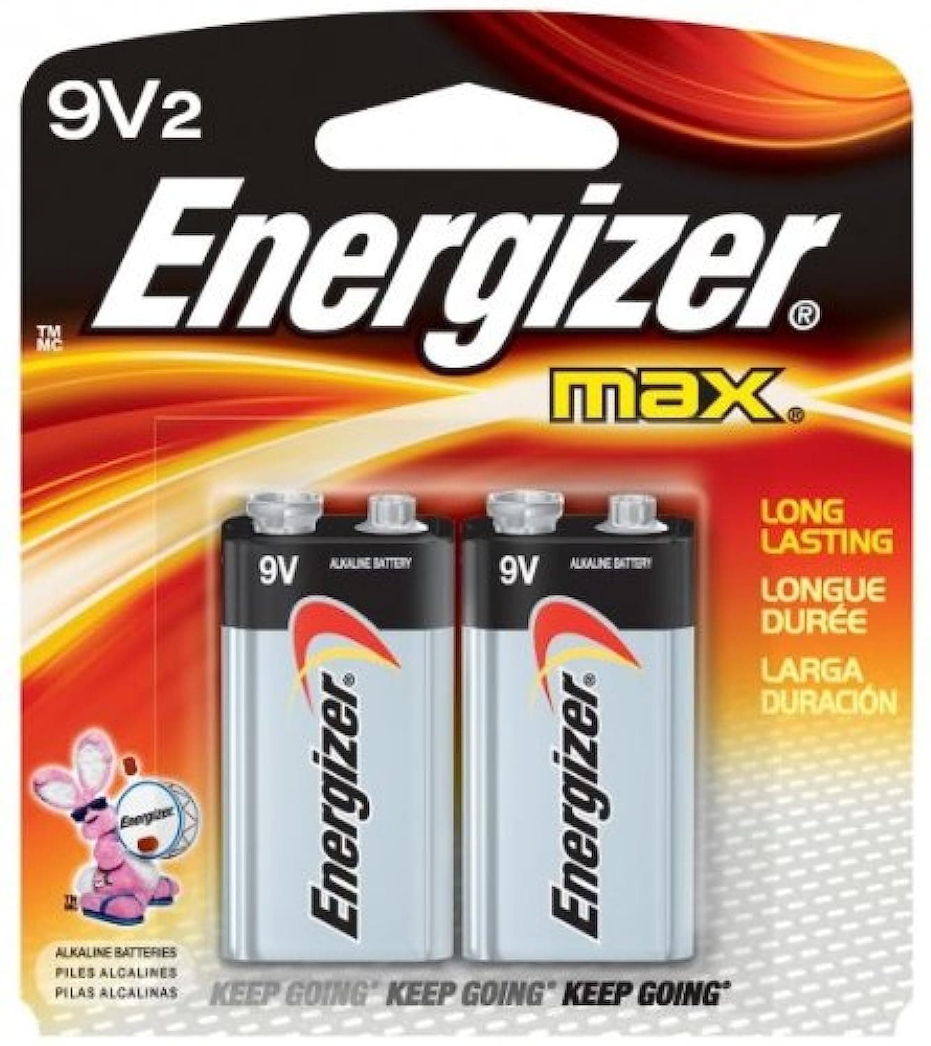 Energizer MAX 9V Batteries (2 Pack), 9 Volt Alkaline Batteries 2 Count (Pack of 1)