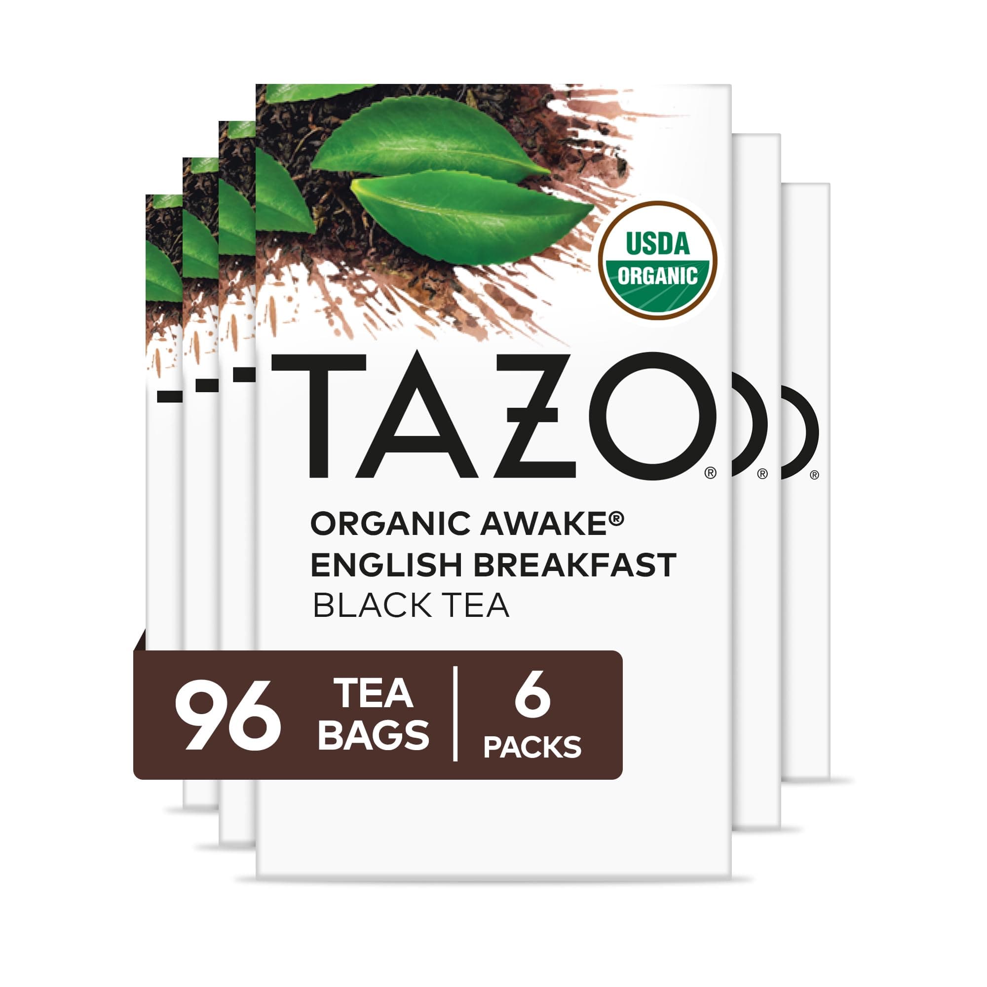 TAZO Organic Awake English Breakfast Black Tea Bags, Bold Traditional Breakfast-Style Black Tea, 96 Total Tea Bags (16ct - Pack of 6) 96 Tea Bags