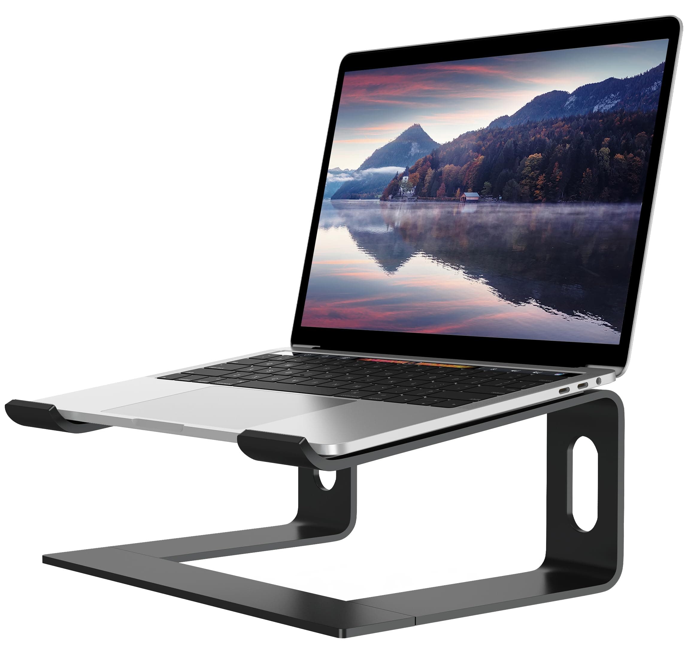 ALASHI Laptop Stand for Desk, Aluminum Computer Riser, Ergonomic Notebook Holder, Detachable Metal Laptops Elevator, PC Cooling Mount Support 10 to 15.6 Inches Notebook, Black A-Black