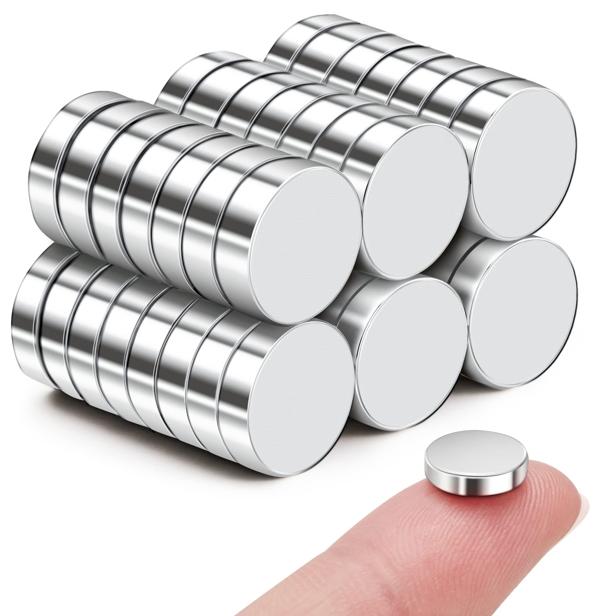 SMARTAKE 45 Pcs Refrigerator Magnets, 10x2.6mm Small Round Fridge Magnets, Multi-Use Premium Neodymium Office Magnets for Fridge, Whiteboard, Billboard in Home, Kitchen, Office and School (Silver) 01-silver 45 Pcs-10x2.6mm