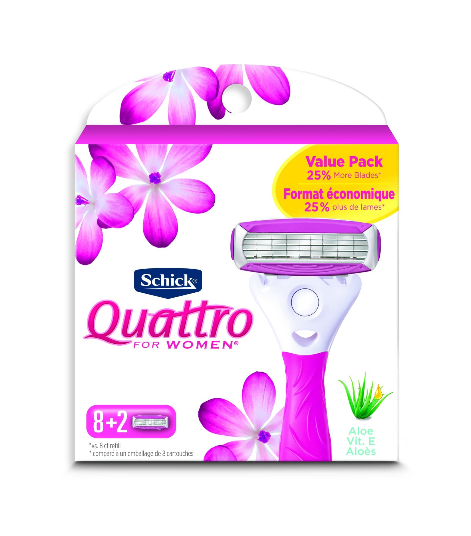 Schick Quattro Womens Ultra Smooth Razor Blade Refills for Women Value Pack, 10 Count 10 Refills Razor Blade