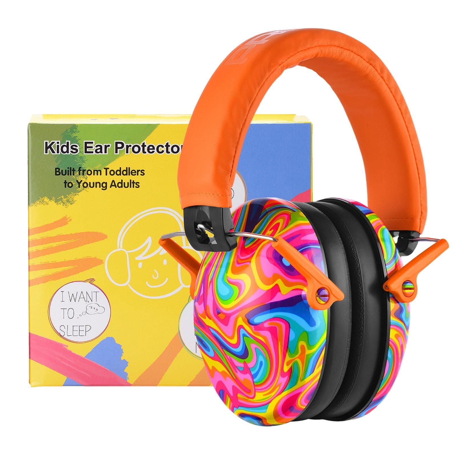 PROHEAR 032 Kids Ear Protection – Ear Muffs for Noise Reduction, 25NRR Noise Cancelling Headphones for Toddlers, Autism, Sensory Use, Hearing Protection – Orange 1 Pack - Orange-lollipop