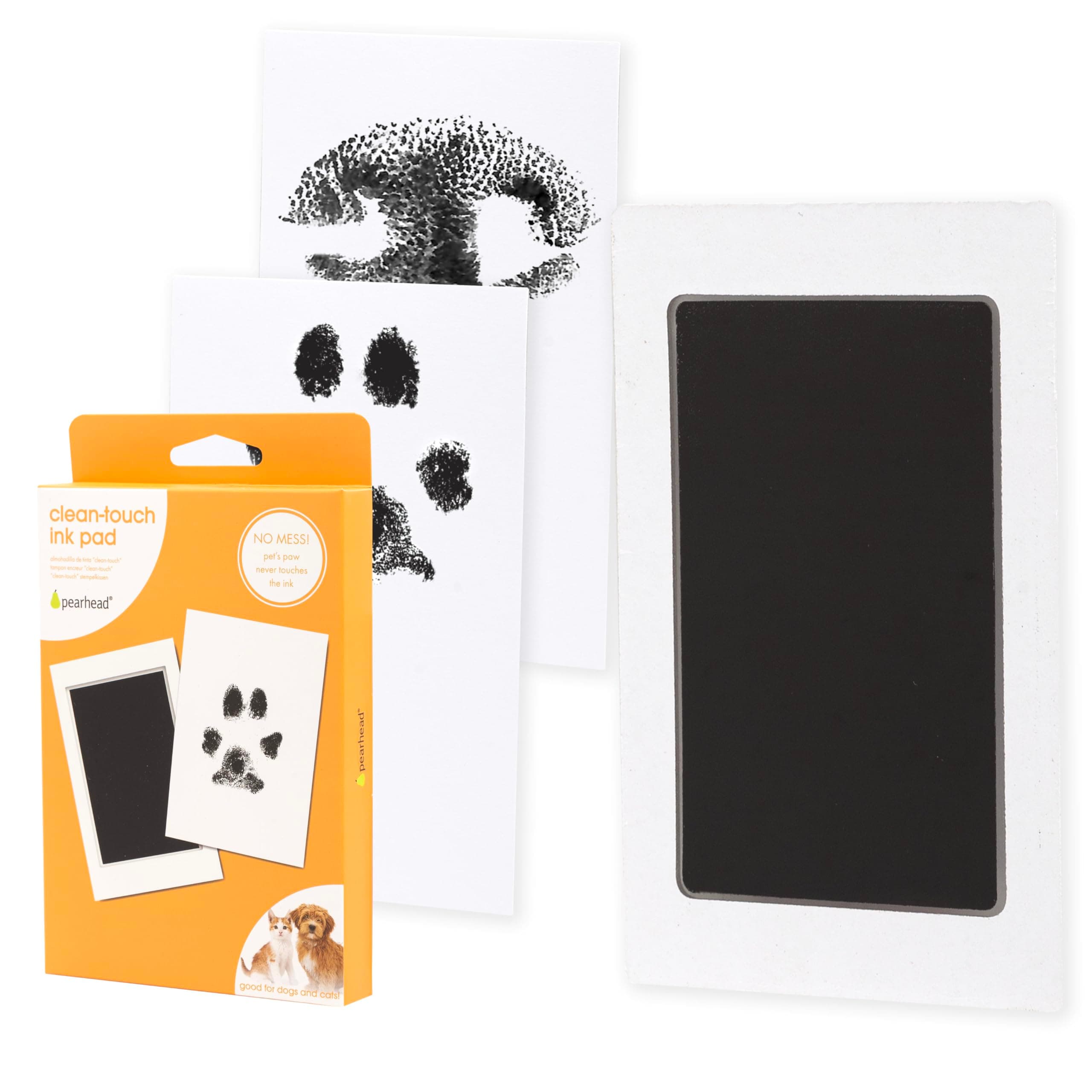 Pearhead Paw Print Clean Touch Ink Pad Kit for Dogs and Cats, Pet Owner Keepsake, DIY Inkless Paw and Nose Print Impression Set, Small/Medium Black Ink Pad
