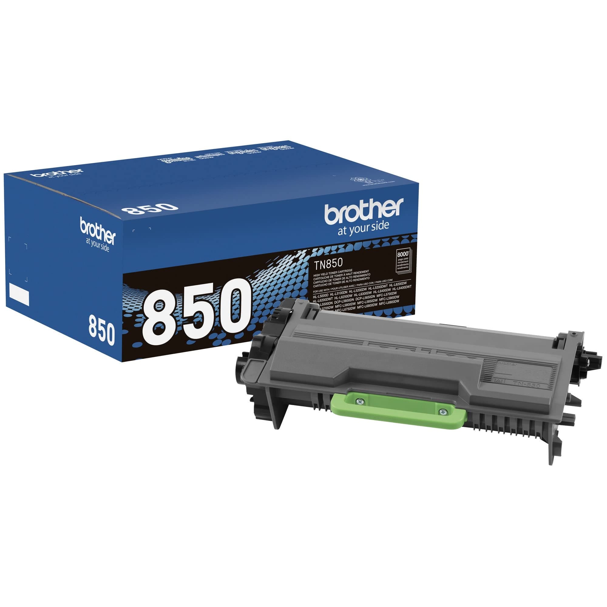 Brother Genuine High Yield Toner Cartridge, TN850, Replacement Black Toner, Page Yield Up To 8, 000 Pages, Amazon Dash Replenishment Cartridge Pack of 1 High Yield