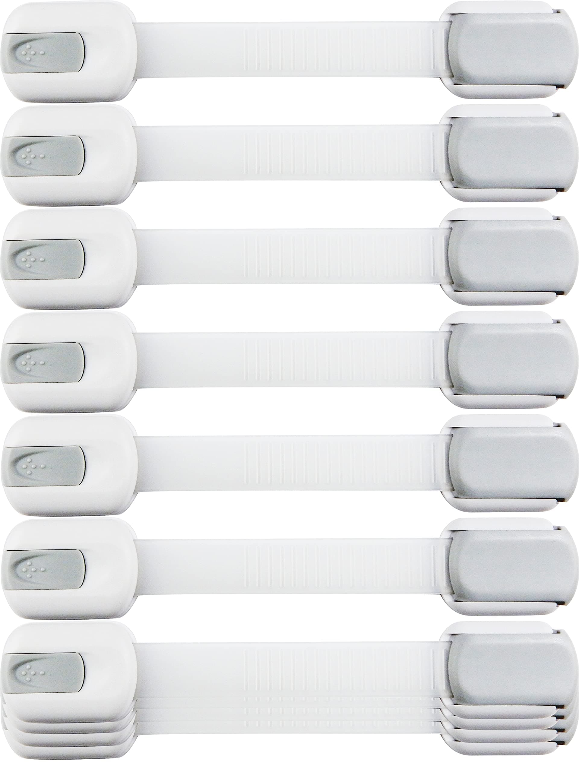 Child Safety Strap Locks (10 Pack) Baby Locks for Cabinets and Drawers, Toilet, Fridge & More. 3M Adhesive Pads. Easy Installation, No Drilling Required, White/Gray 10 Count (Pack of 1)