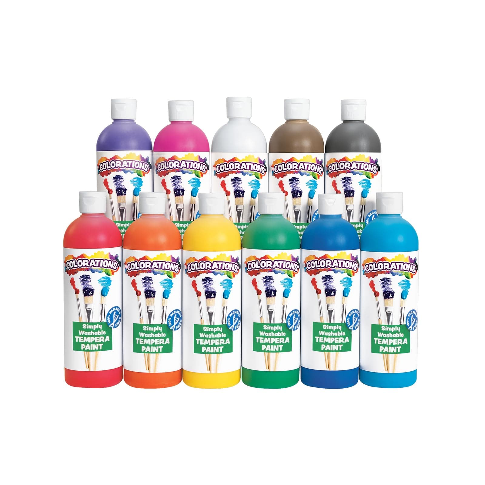 Colorations - SWT16 Simply Washable Tempera Paints, 16 fl oz, Set of 11 Colors, Non Toxic, Vibrant, Bold, Kids Paint, Craft, Hobby, Arts & Crafts, Fun, Art Supplies Paraben-Free Formula Assorted, 11 Colors