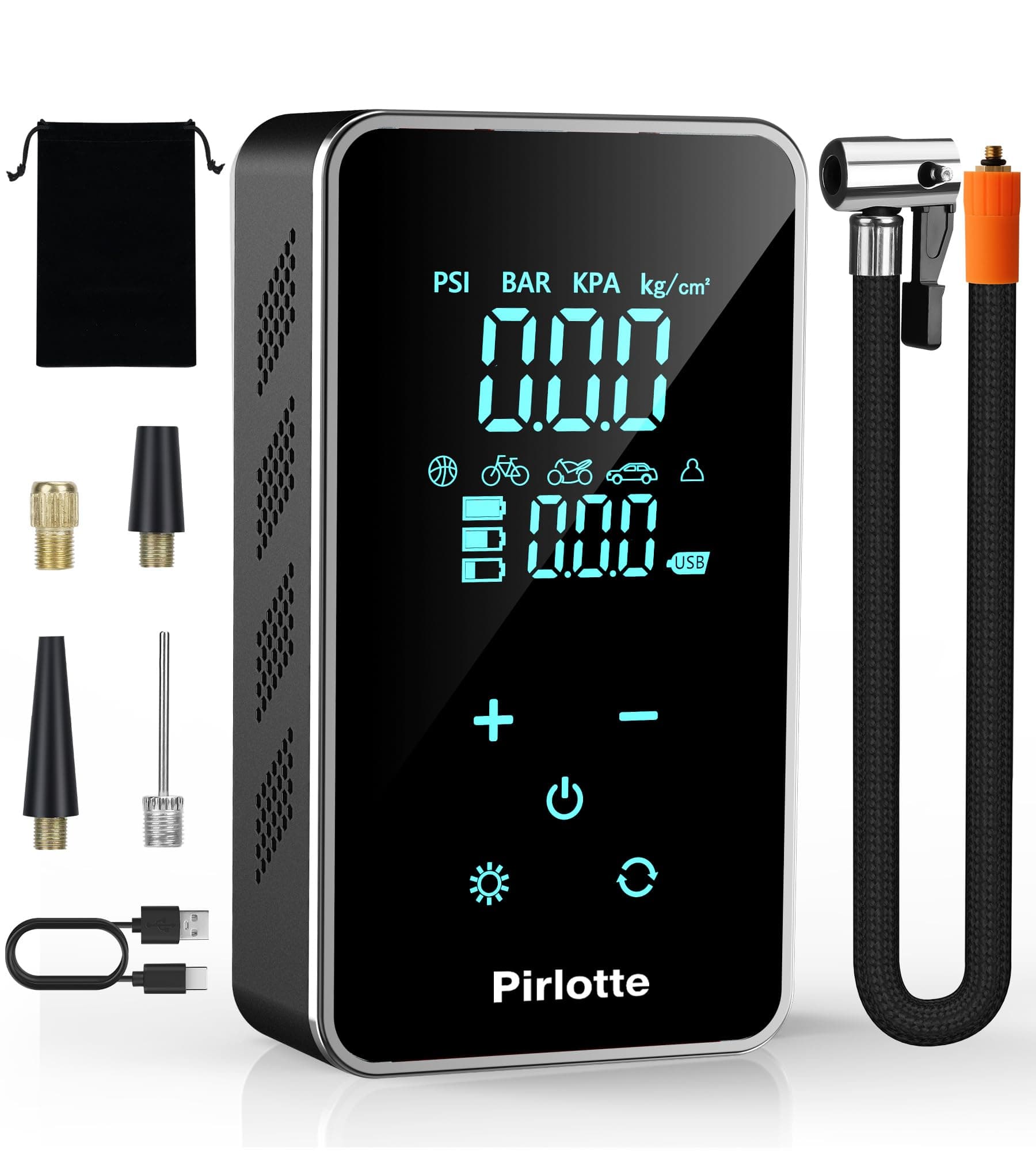 Tire Inflator Portable Air Compressor-Air Pump for Car-18000mAh Electric Air Compressor-Portable Air Pump Cordless-150 PSI Tire Pump with Touch Screen/Gauge/Light for Motorcycle, Bike, Ball(Black) Yx15-black