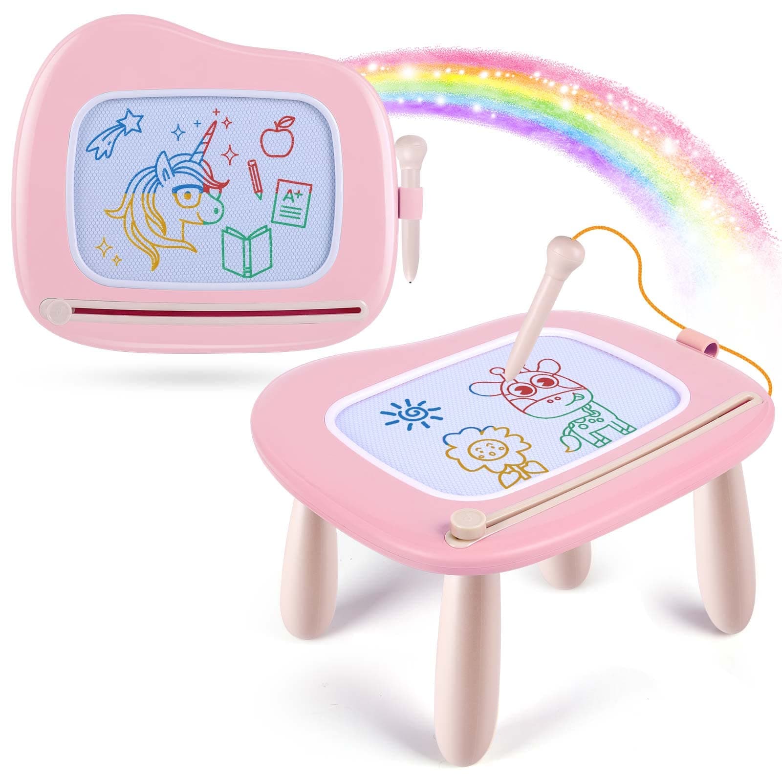 Smasiagon Magnetic Drawing Board for Kids, Toddler Toys for 1-2 Year Old Girl, Portable Doodle Board Pad Learning and Educational Toys for Ages 1 2 3 Year Old Baby Girl Birthday Gift(Pink) Baby Pink
