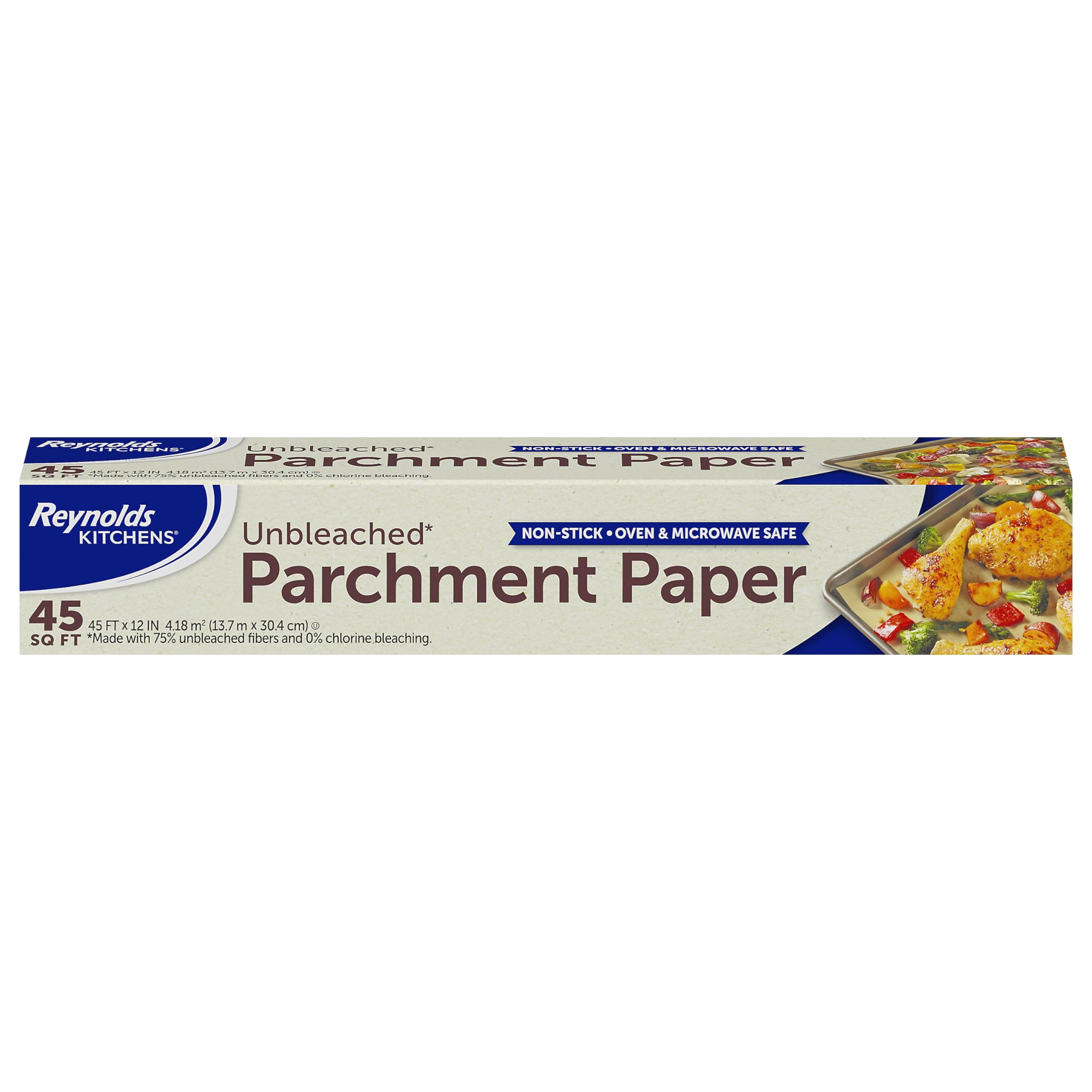 Reynolds Kitchens Unbleached Parchment Paper Roll, Non Stick Parchment Paper for Cooking and Baking, Oven Safe up to 425 Degrees, Chlorine-Free, 45 Feet x 12 Inches, 45 Total Sq. Ft. Unbleached 45 Sq Ft