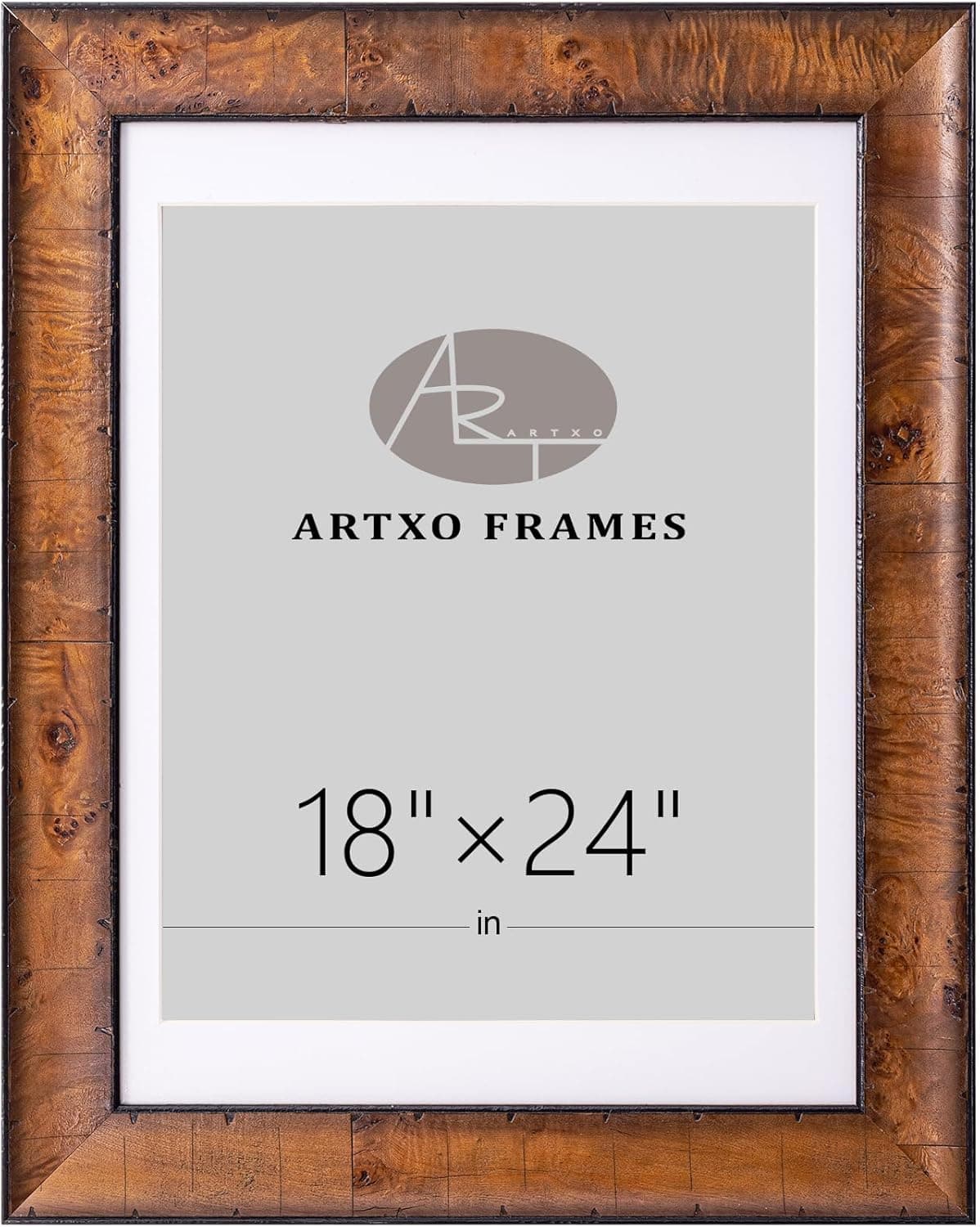 ArtXO Eco-Friendly 18x24 Inch Reclaimed Wood Frame - Natural Wood Grain Texture,Sustainably Crafted Wall Decor for Eco-Conscious Buyers 18"x24" Brown26