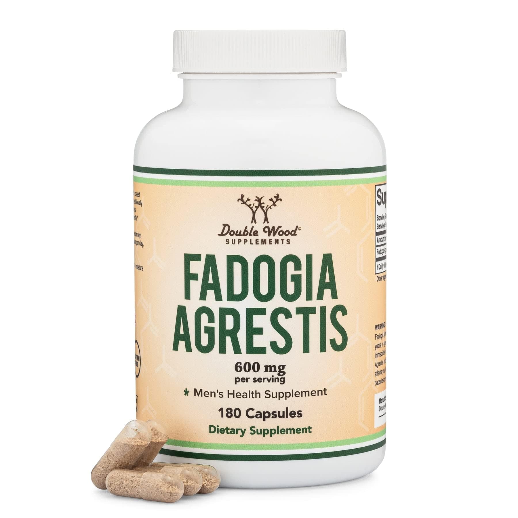 Fadogia Agrestis 600mg Per Serving (180 Capsules) Powerful Extract to Support Athletic Performance (Third Party Tested, Non-GMO, Vegan, Gluten Free) by Double Wood