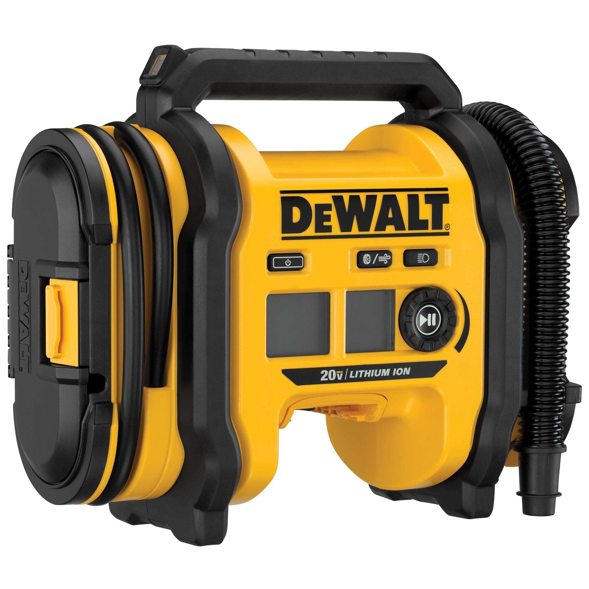 DEWALT Tire Inflator Portable Air Compressor 20V MAX, Air Pump with Automatic Shut Off, LED Light, Tool Only (DCC020IB) Inflator Tool Only