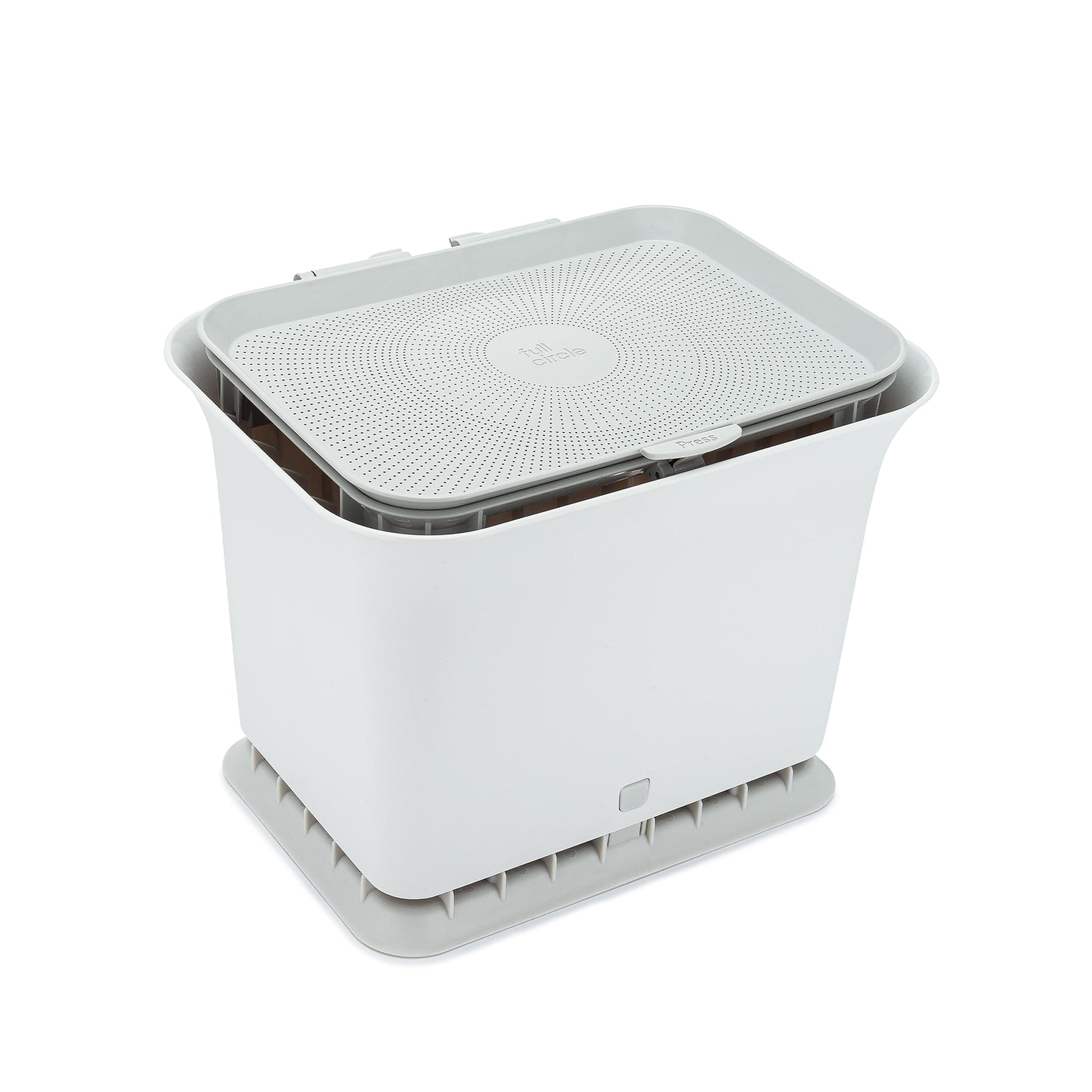 Full Circle Fresh Air,Odor-Free Kitchen Countertop Compost Bin,Indoor Scrap Collector with Lid,Patented Odor Reducing Airflow Design,Starter Kit includes Compostable Bags,Easy to Clean,Gray,1.5 Gallon