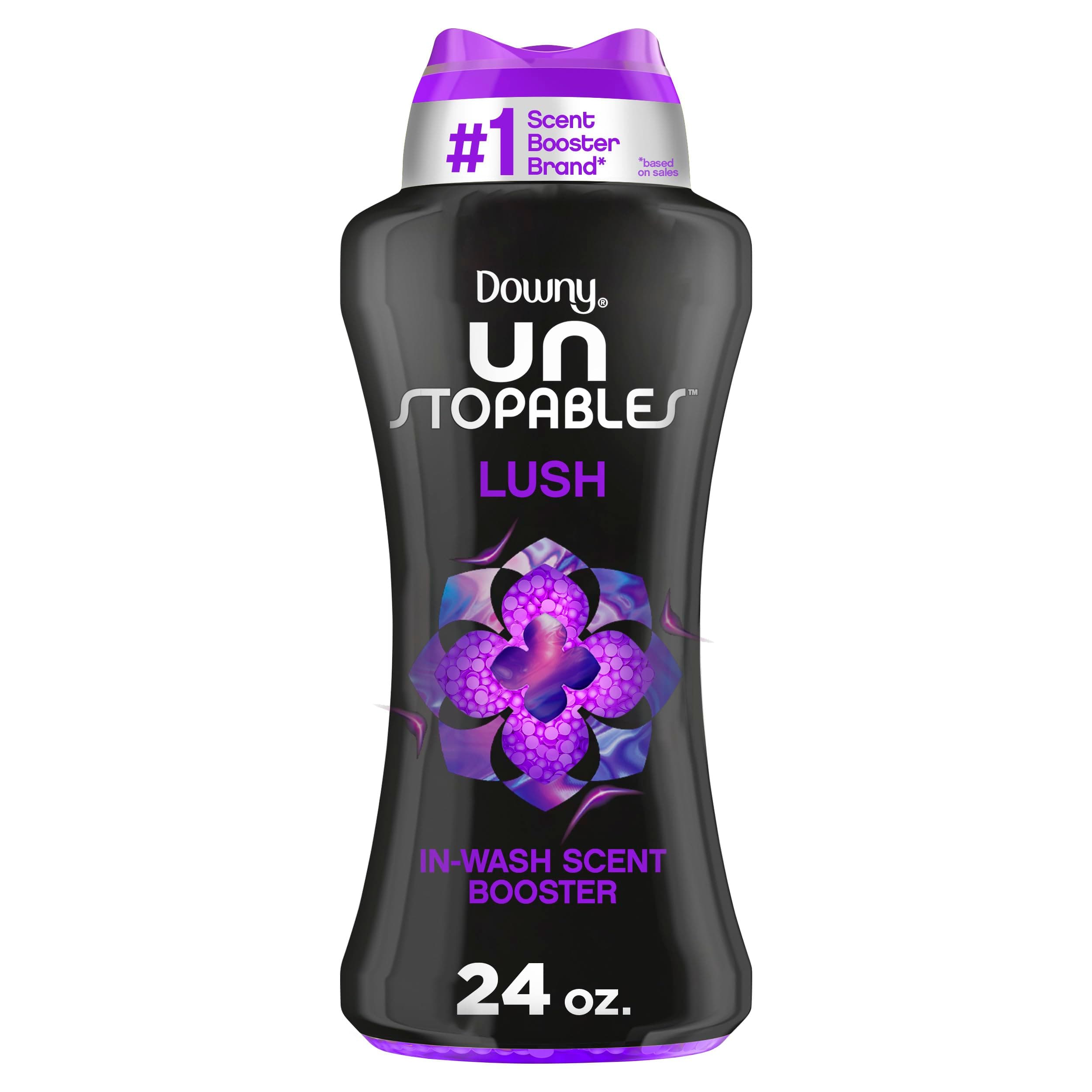 Downy Unstopables In Wash Scent Booster Beads, Lush Scent, 24 oz, Laundry Beads for Odor Protection, Downy Scent Booster Beads, Laundry Scent Boosters Lush 24 Ounce (Pack of 1)