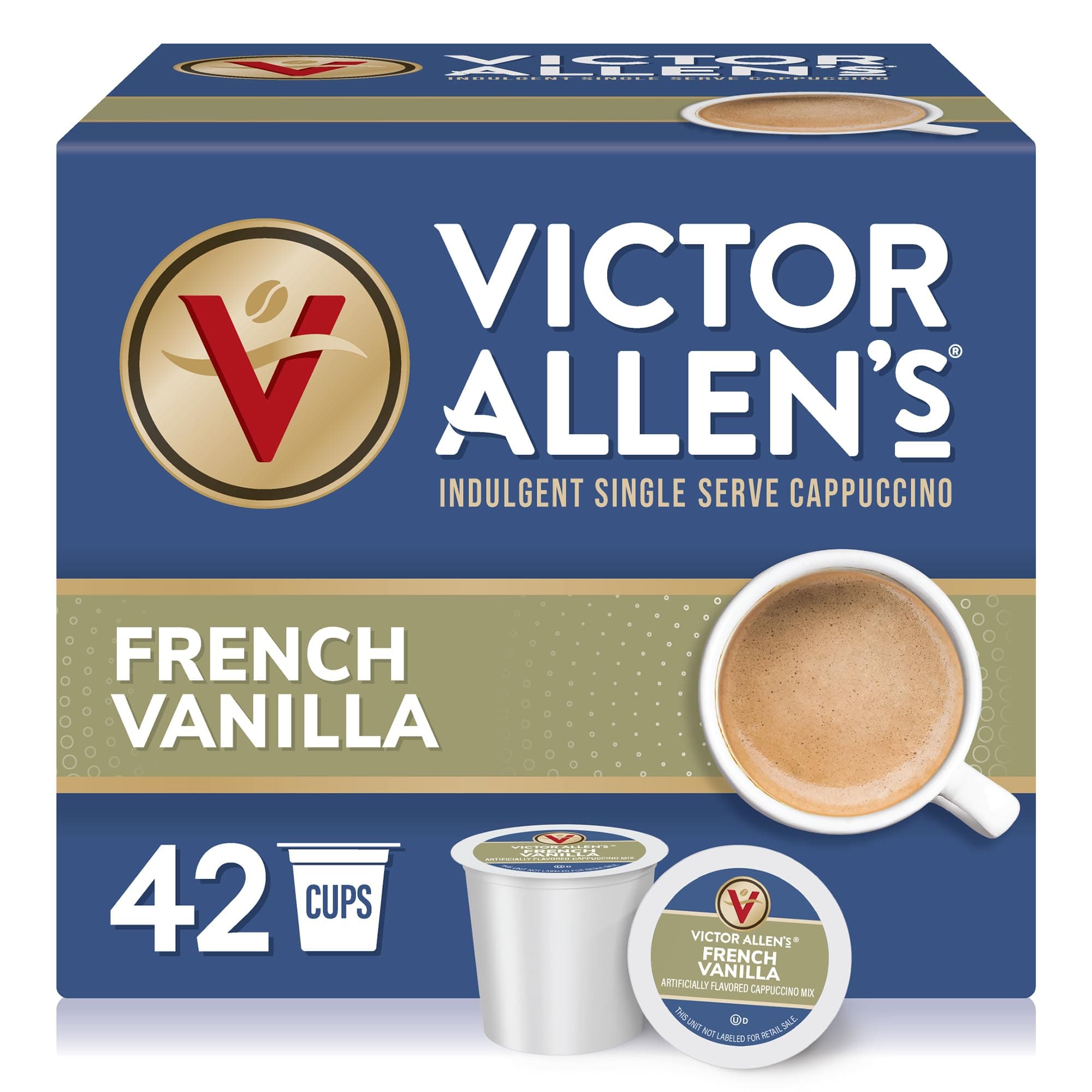 Victor Allen's Coffee French Vanilla Flavored Cappuccino Mix, 42 Count, Single Serve K-Cup Pods for Keurig K-Cup Brewers French Vanilla Cappuccino 42 Count (Pack of 1)