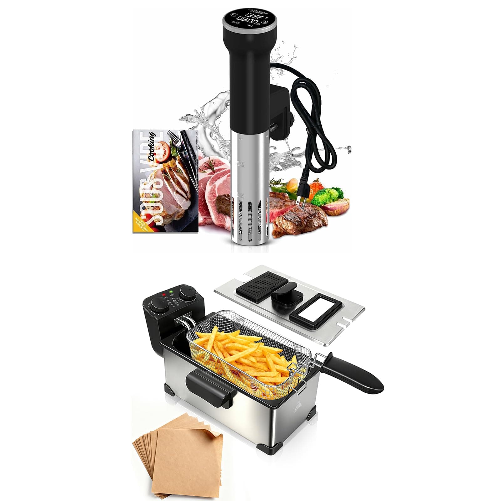 Sous Vide Cooker WiFi & Immersion Deep Fryer with Basket