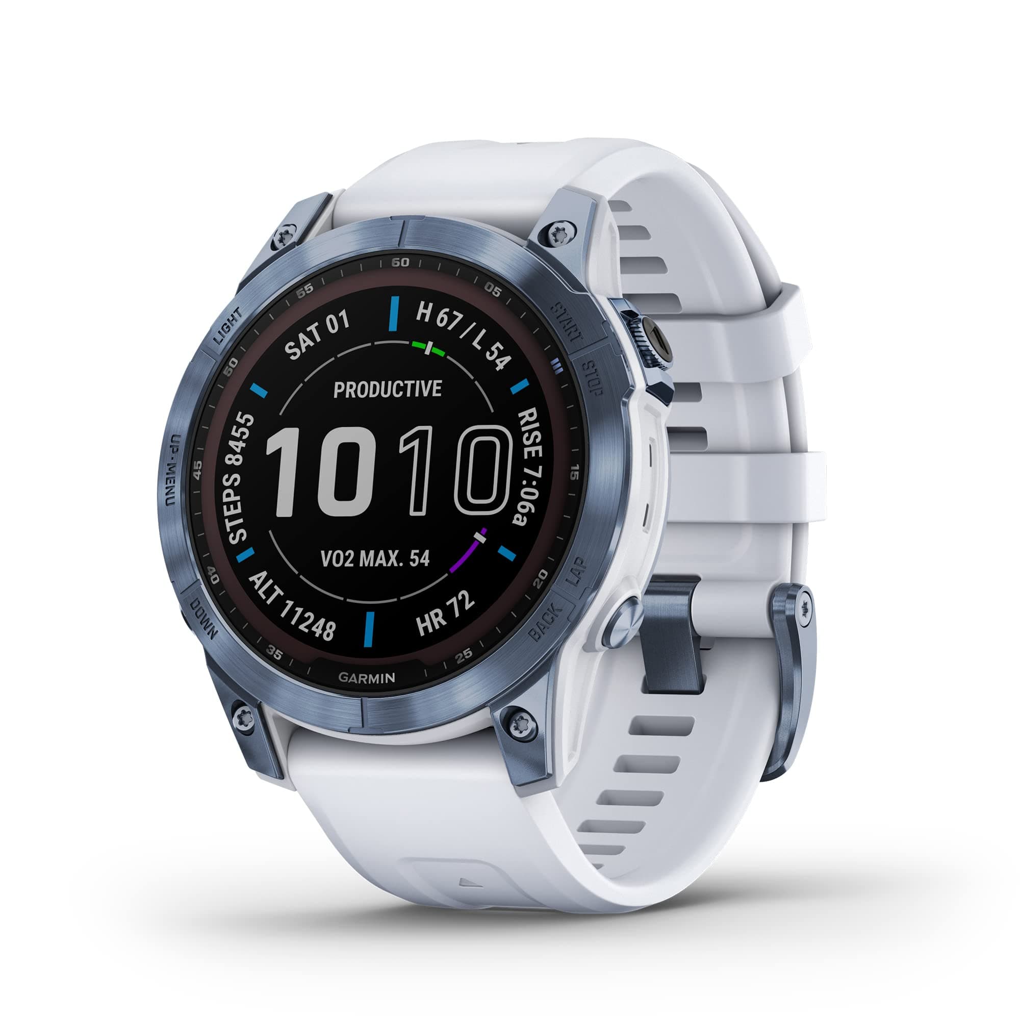 Garmin Fenix 7 Sapphire Solar, Smartwatch, with Solar Charging Capabilities, Mineral Blue Titanium with Whitestone Band (Renewed) Mineral Blue DLC Titanium with Whitestone Band 7 Sapphire Solar Smartwatch