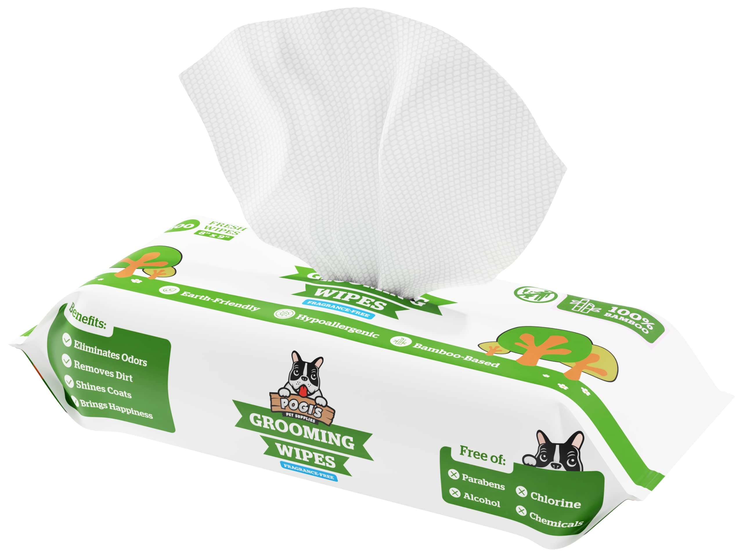 Pogi’s Dog Grooming Wipes – Hypoallergenic Pet Wipes for Paws, Body & Butt – Cleaning & Hydrating, Fragrance Free, 100-Count 100-Count Wipes Fragrance-Free