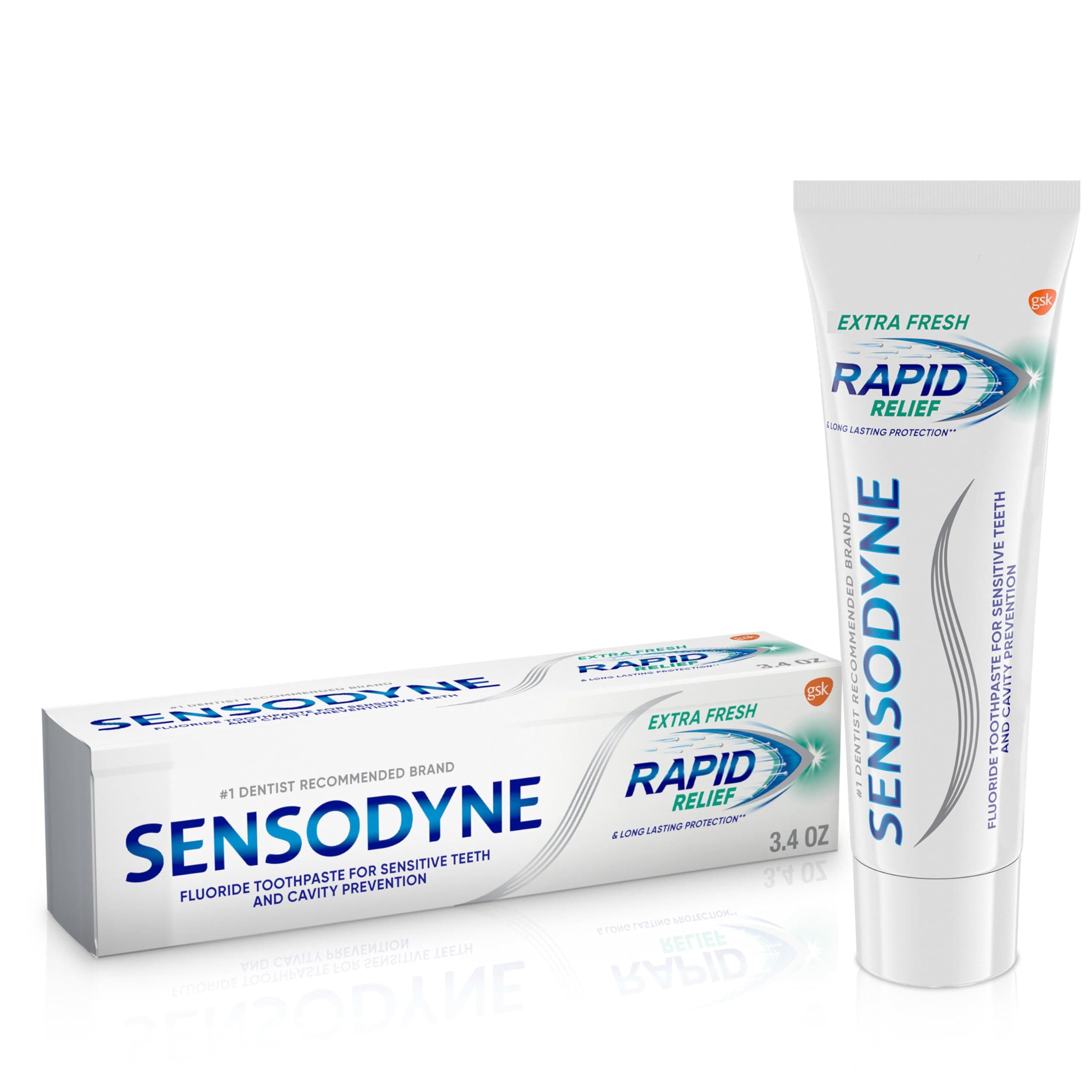 Sensodyne Rapid Relief Sensitive Toothpaste, Cavity Prevention and Sensitive Teeth Treatment - 3.4 Ounces Extra Fresh 3.4 Ounce (Pack of 1)