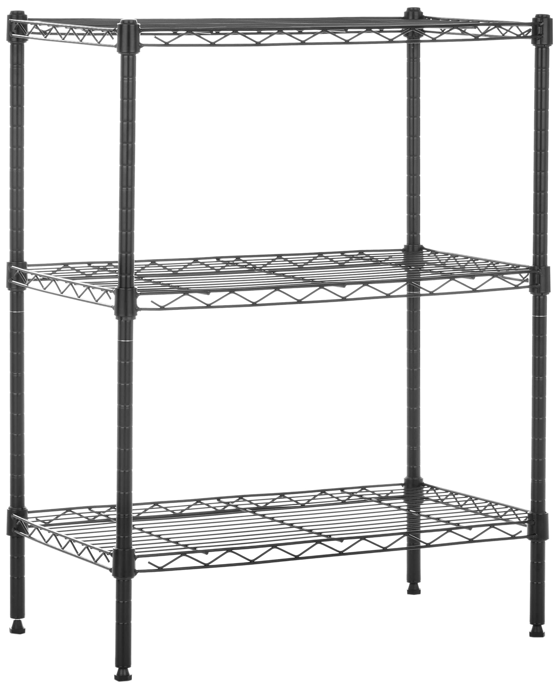 Amazon Basics 3-Shelf Adjustable Heavy Duty Steel Wire Rack Storage Shelving Organizer for Kitchen, Garage, 23.2" L x 13.4" W x 30" H, Black 3-Shelf Narrow Black