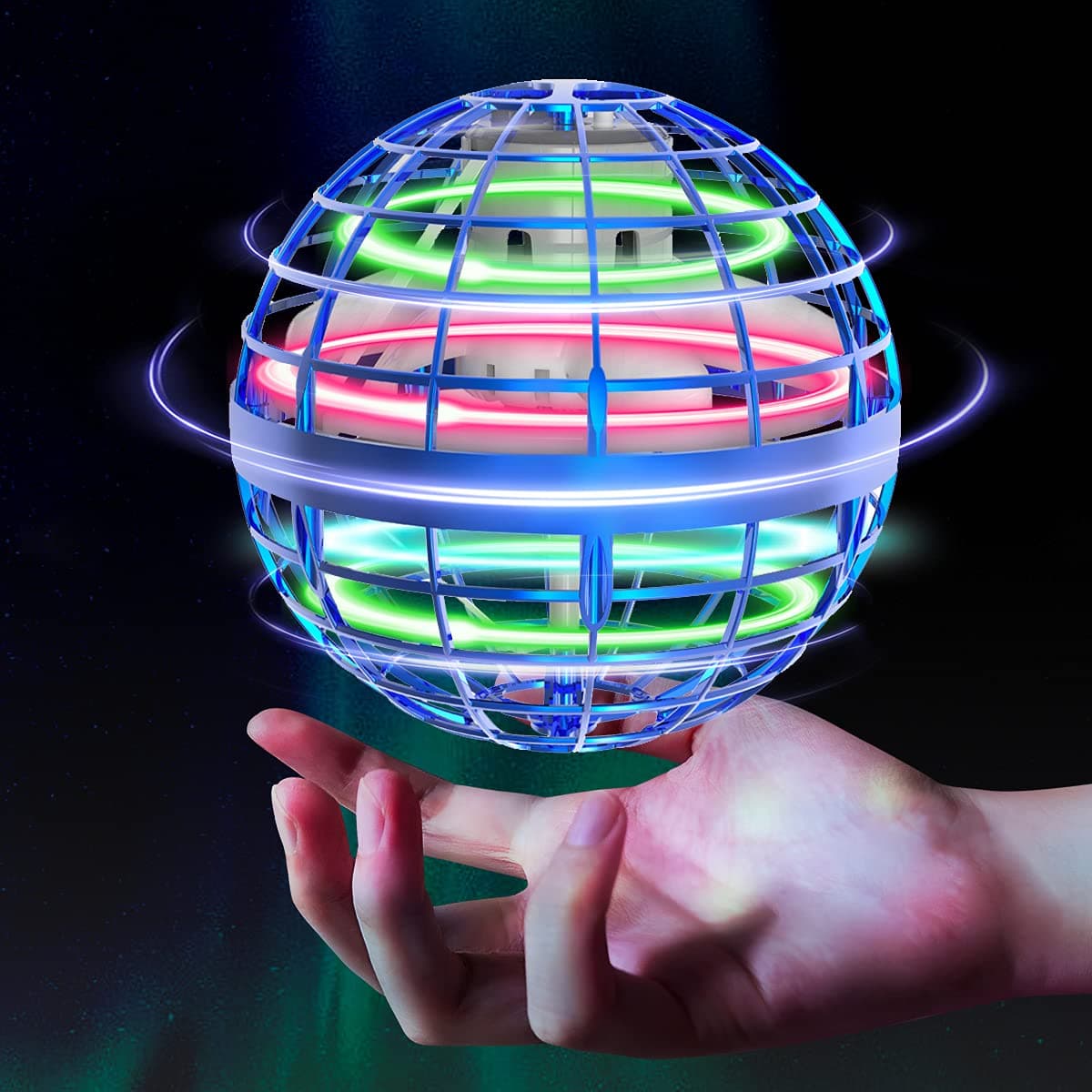 Tikduck Flying Orb Ball 2025 Toys Soaring Hover Boomerang Spinner Hand Controlled Mini Drone Cosmic Globe Spinning Kids Adults Outdoor Birthday Gift Cool Stuff for Boys Girls 6 7 8 9 10+ Year Old Blue
