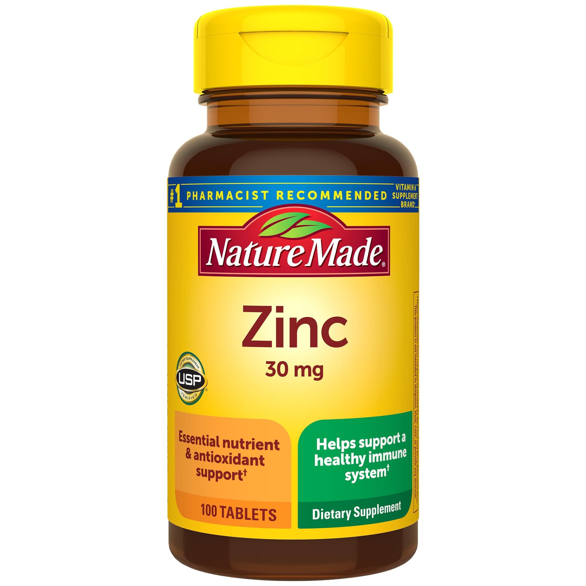 Nature Made Zinc 30 mg, Dietary Supplement for Immune Health and Antioxidant Support, 100 Tablets, 100 Day Supply 100 Count (Pack of 1)