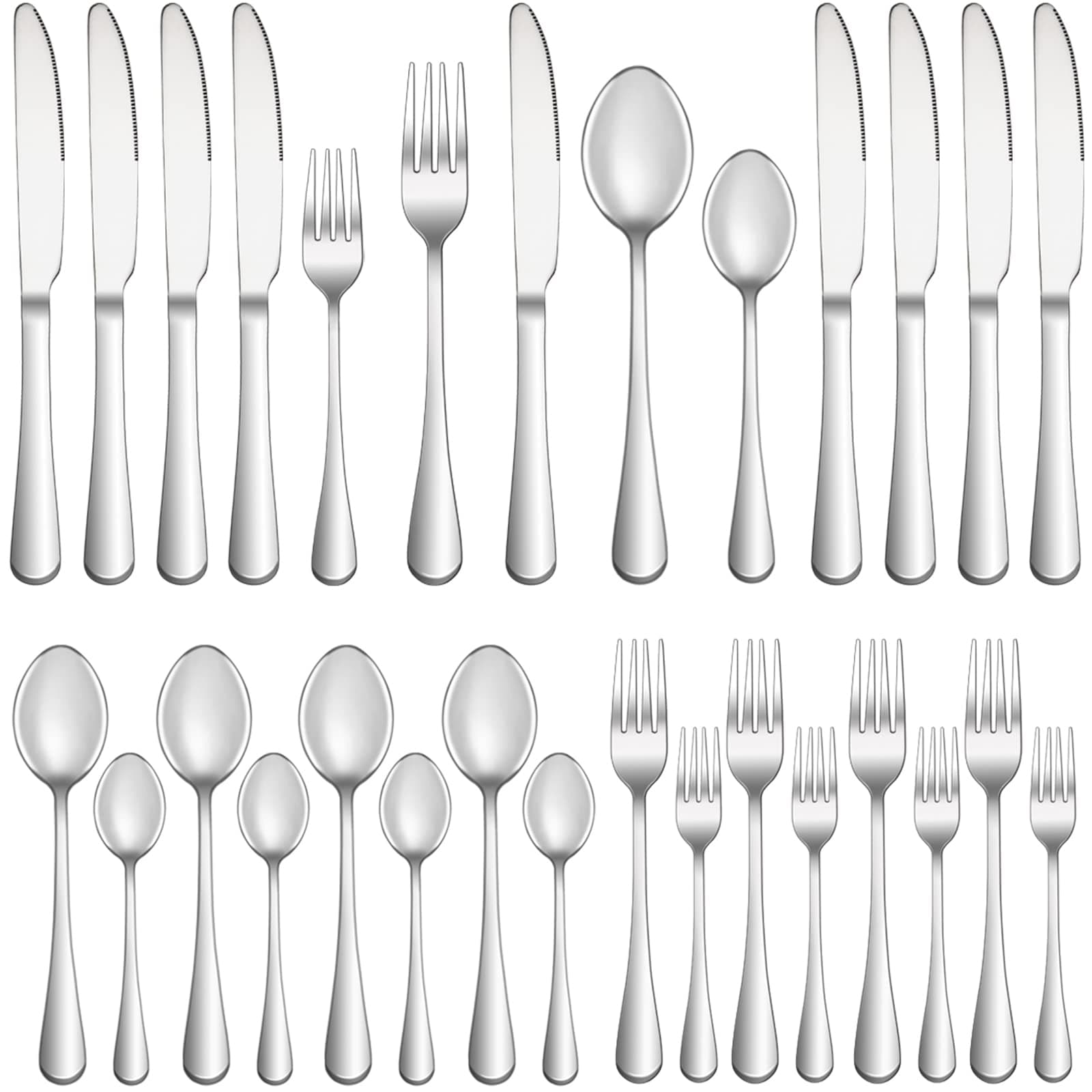 20 Piece Silverware Set Service for 4,Premium Stainless Steel Flatware Set,Mirror Polished Cutlery Utensil Set,Durable Home Kitchen Eating Tableware Set,Include Fork Knife Spoon Set,Dishwasher Safe Silver 20 Pieces