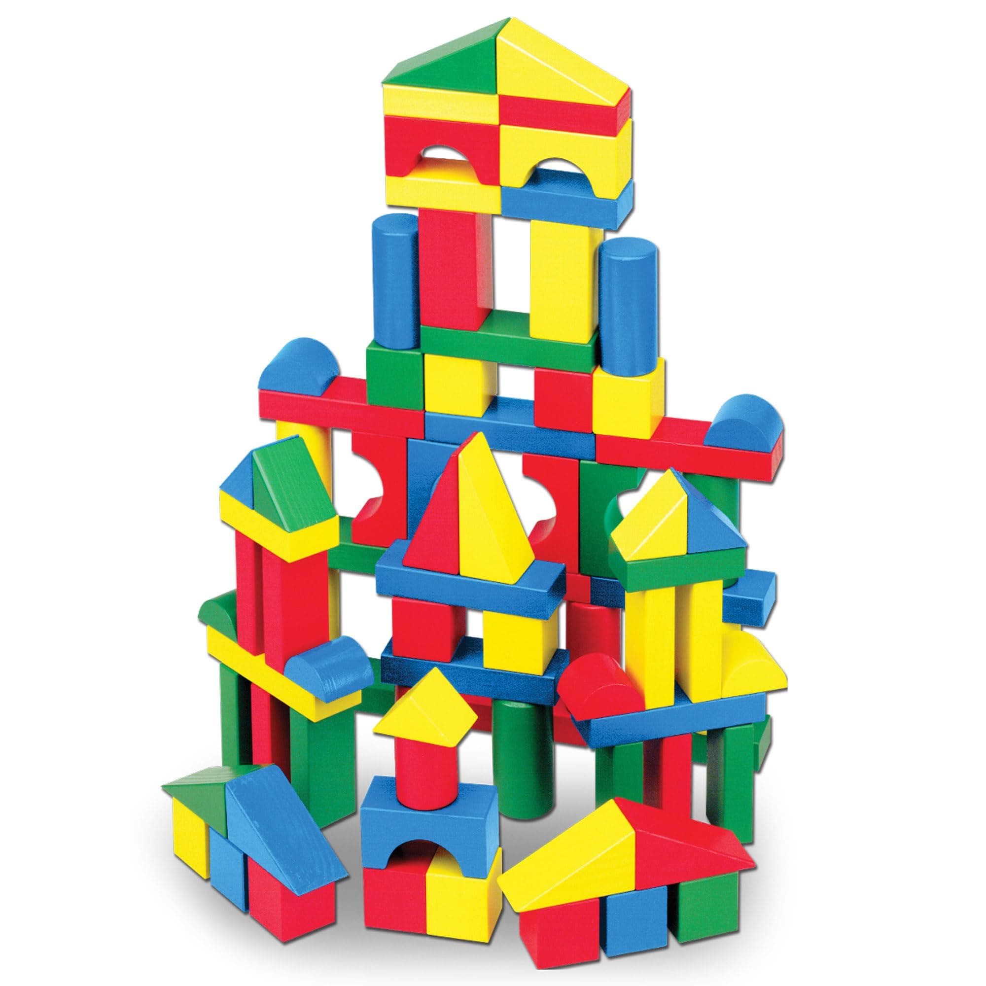 Melissa & Doug Wooden Building Blocks, 100-Piece Set of Sorting & Stacking Toys in 4 Colors and 9 Shapes, Classic Toddler Toys for Girls & Boys Ages 2+ - FSC Certified MAIN