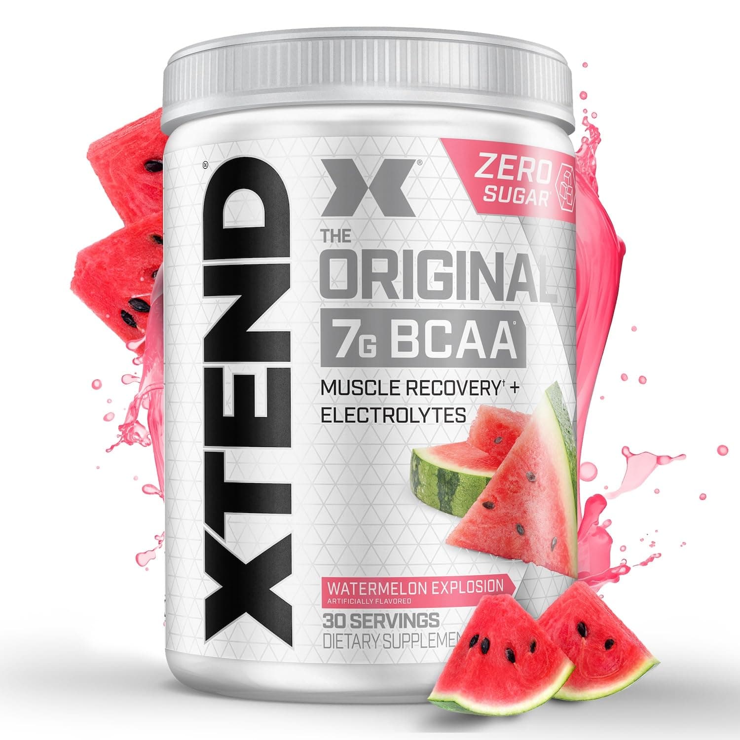 Xtend Original BCAA Powder 7g BCAA and 2.5g L-Glutamine, Sugar Free Post Workout Muscle Recovery Drink with Amino Acids for Men & Women, 30 Servings Watermelon Explosion 13.2 Ounce (Pack of 1)